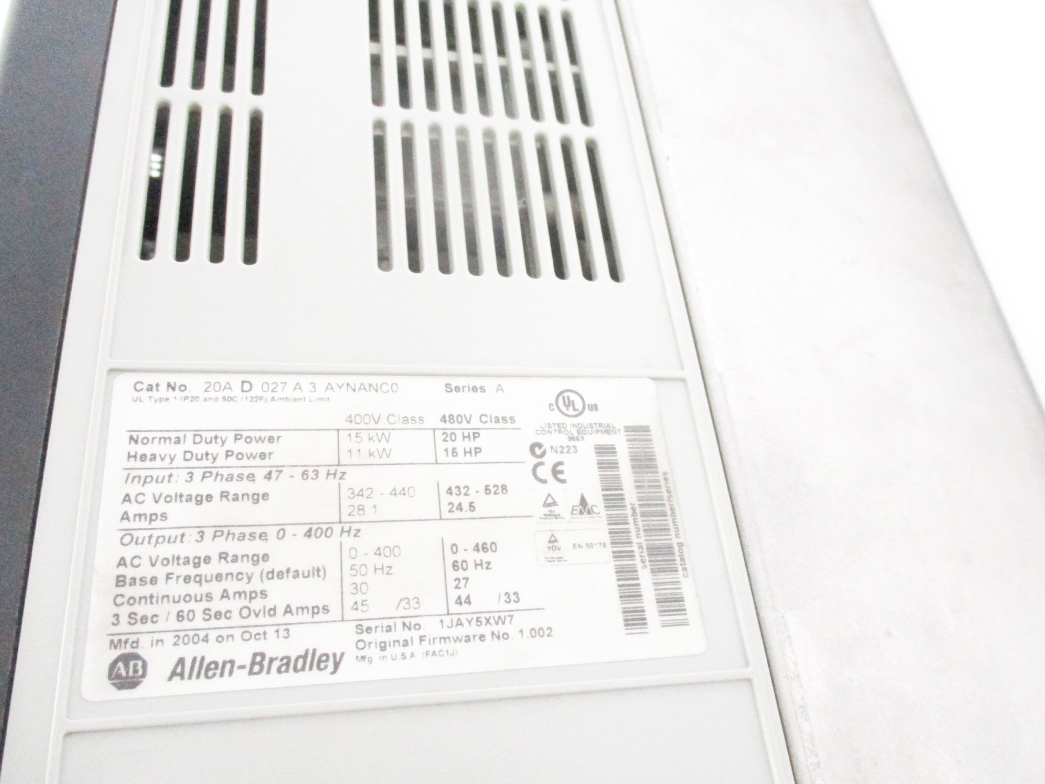 INDUSTRIAL SPARE PART 20AD027A3AYNANC0 SER. A F/W 1.002 UNMP