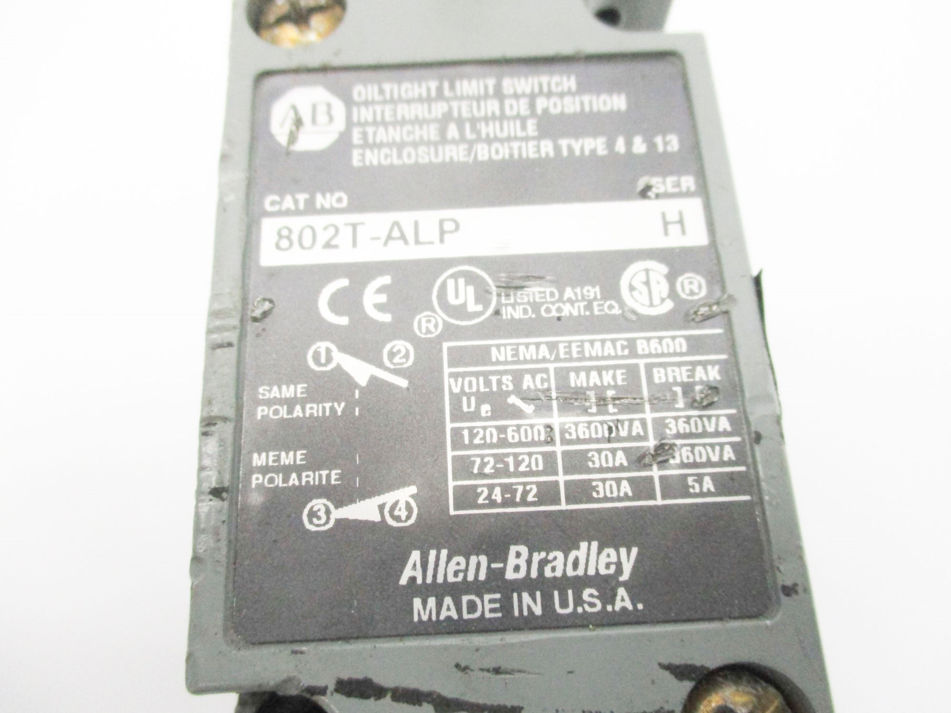 ALLEN BRADLEY 802T-ALP SER. H UNMP