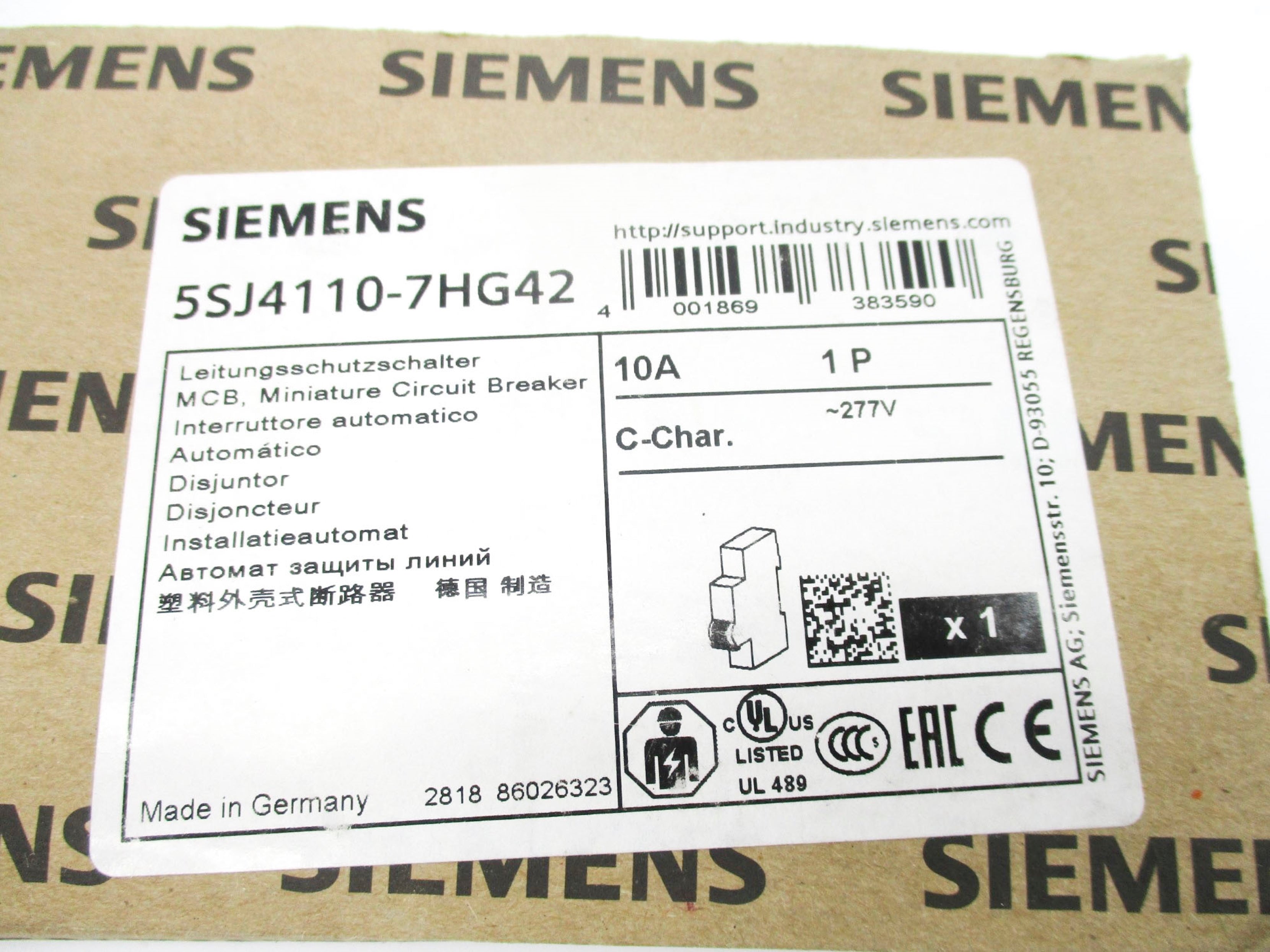 SIEMENS 5SJ4110-7HG42 277V 10A NSMP