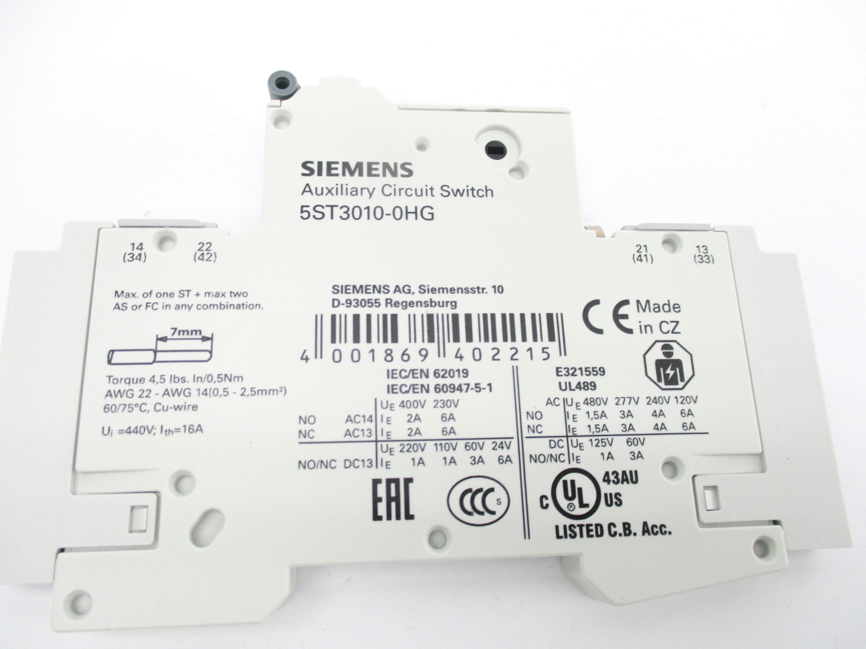 SIEMENS 5ST3010-0HG 480VAC 1.5A NSMP