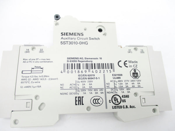 SIEMENS 5ST3010-0HG 480VAC 1.5A NSMP