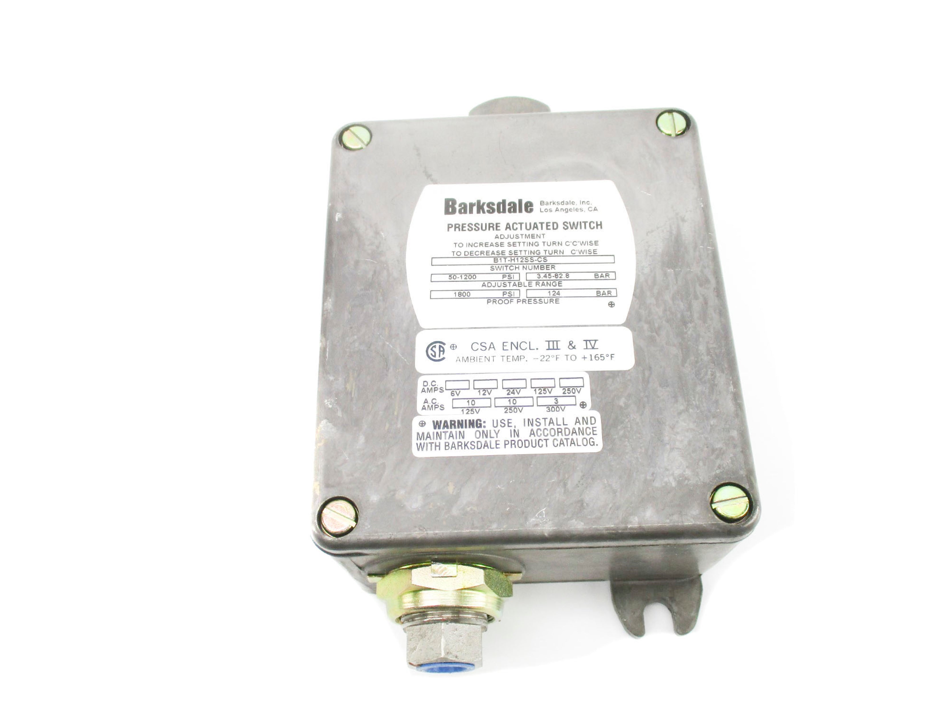 BARKSDALE B1T-H12SS-CS 1800PSI NSNP