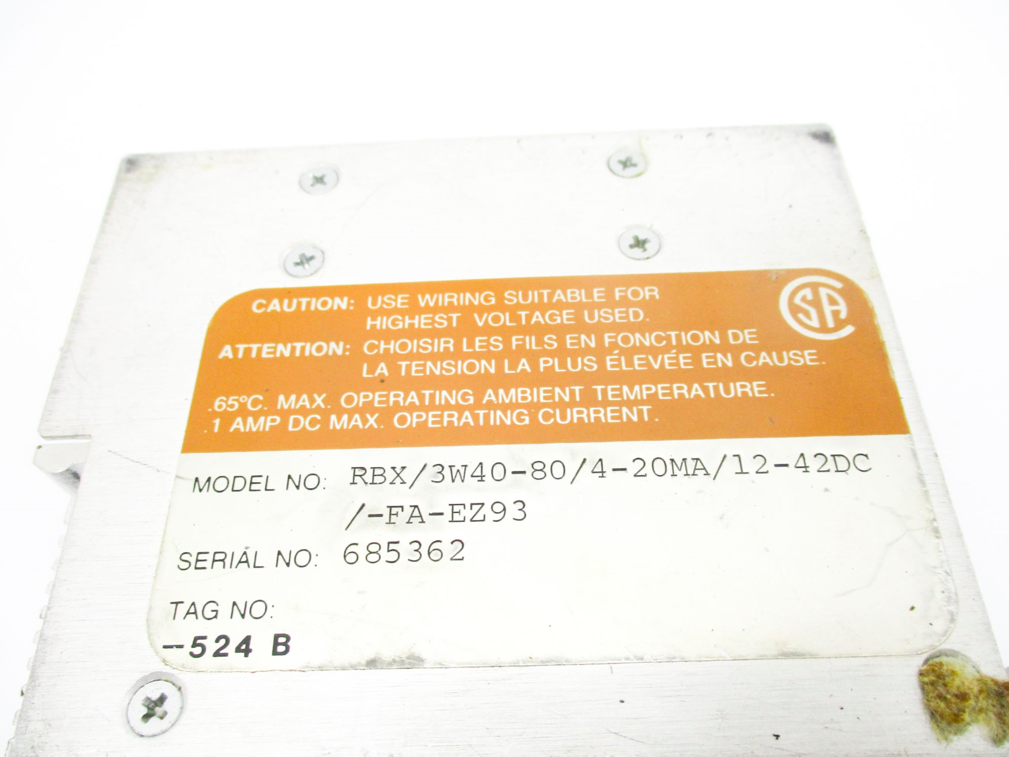 MOORE INDUSTRIES RBX/3W40-80/4-20MA/12-42DC/-FA-EZ93 UNMP
