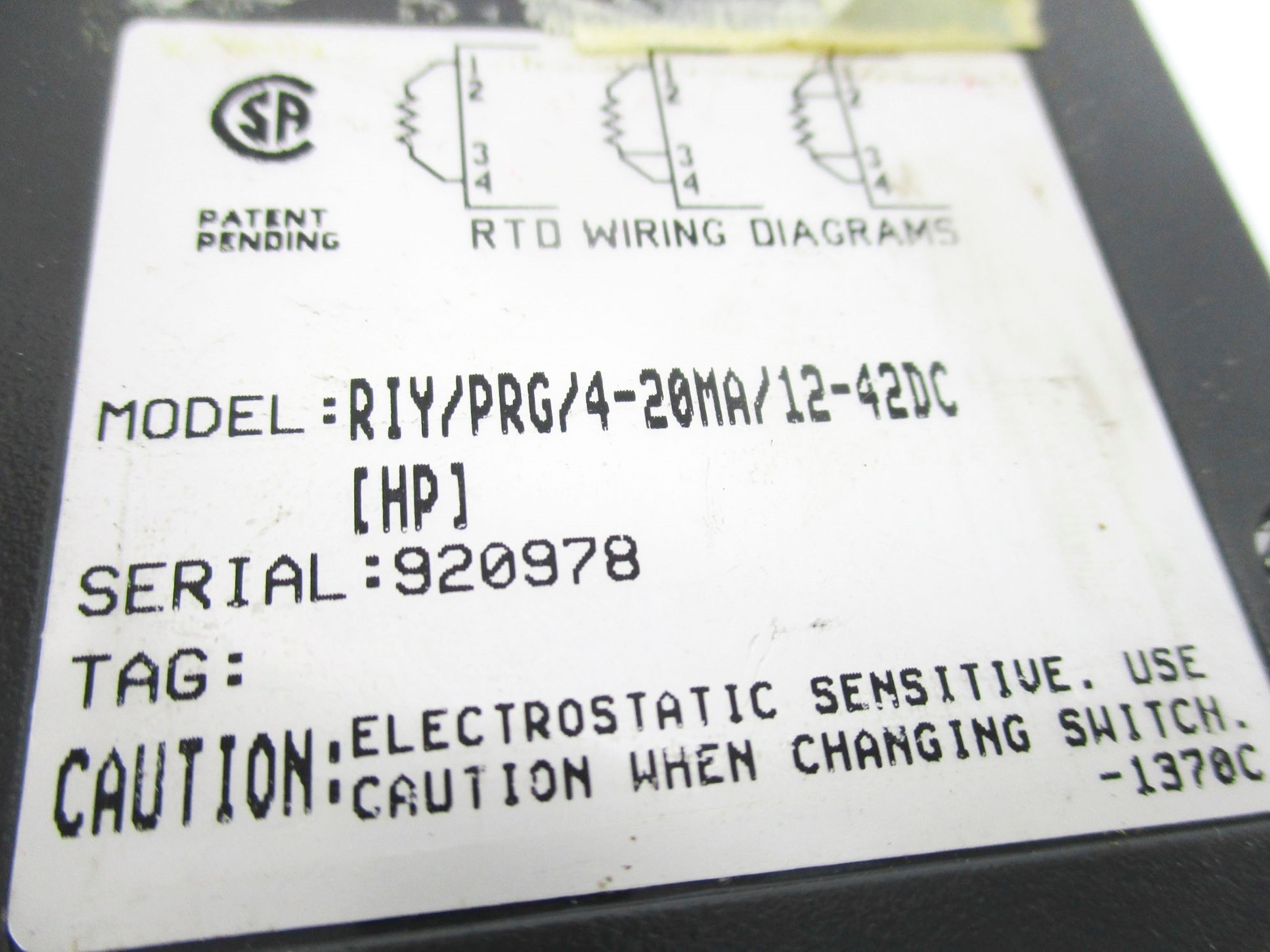 MOORE INDUSTRIES RIY/PRG/4-20MA/12-42DC (AS PICTURED) UNMP