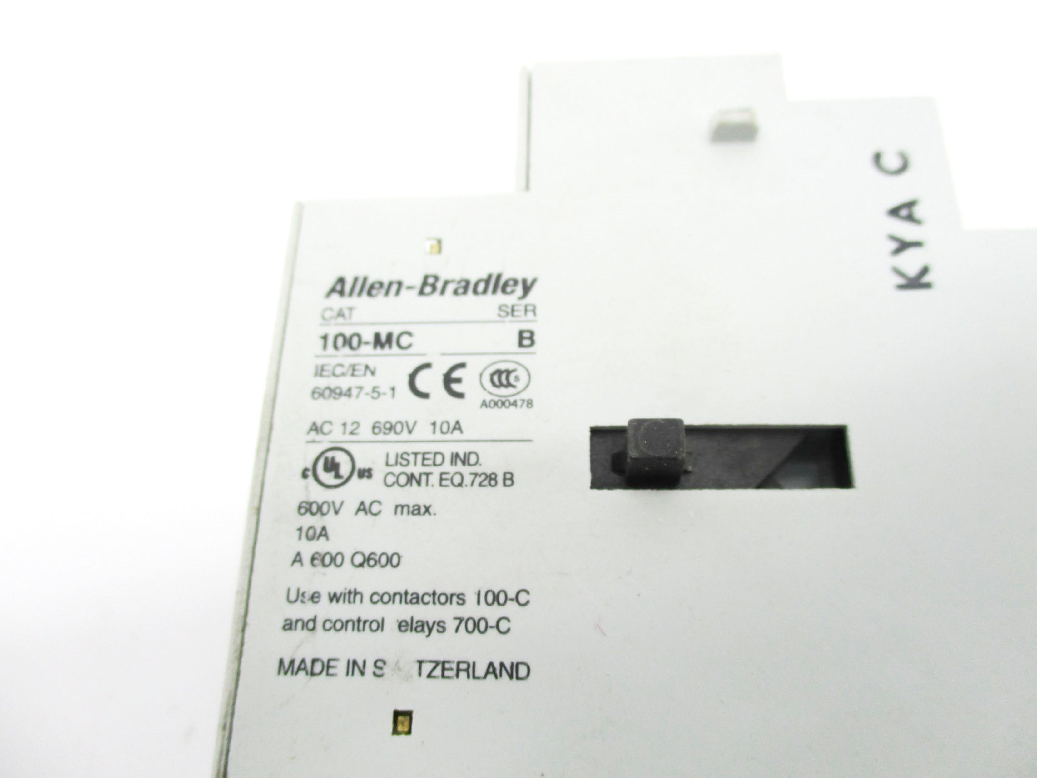 ALLEN BRADLEY 100-MCA02 SER. B UNMP