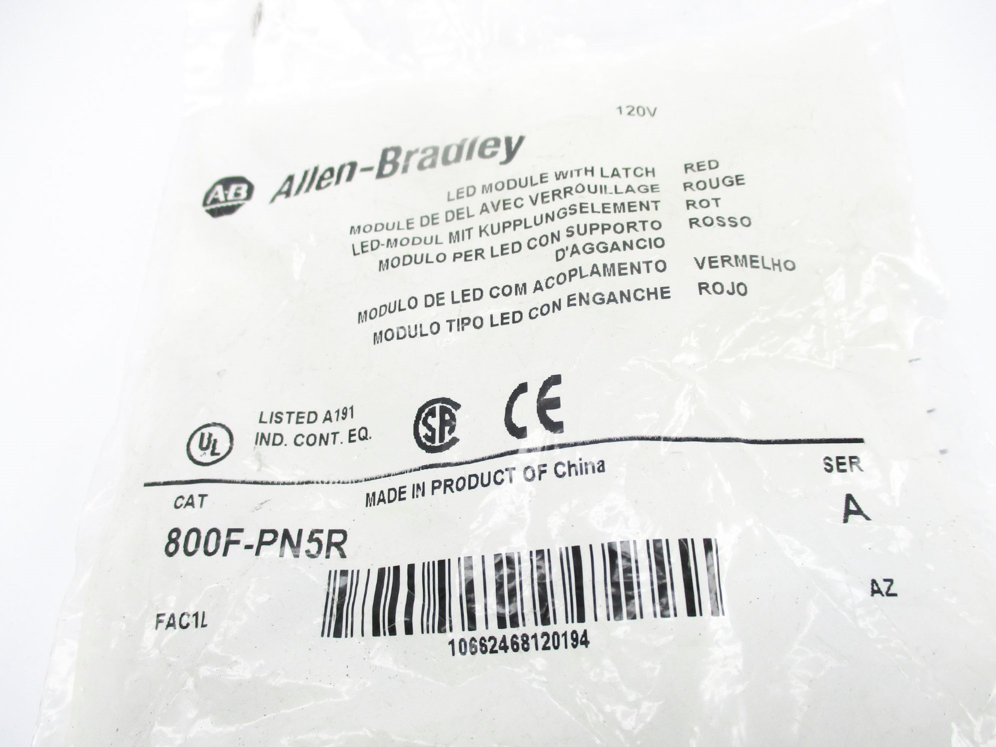 ALLEN BRADLEY 800F-PN5R SER. A 120V NSMP