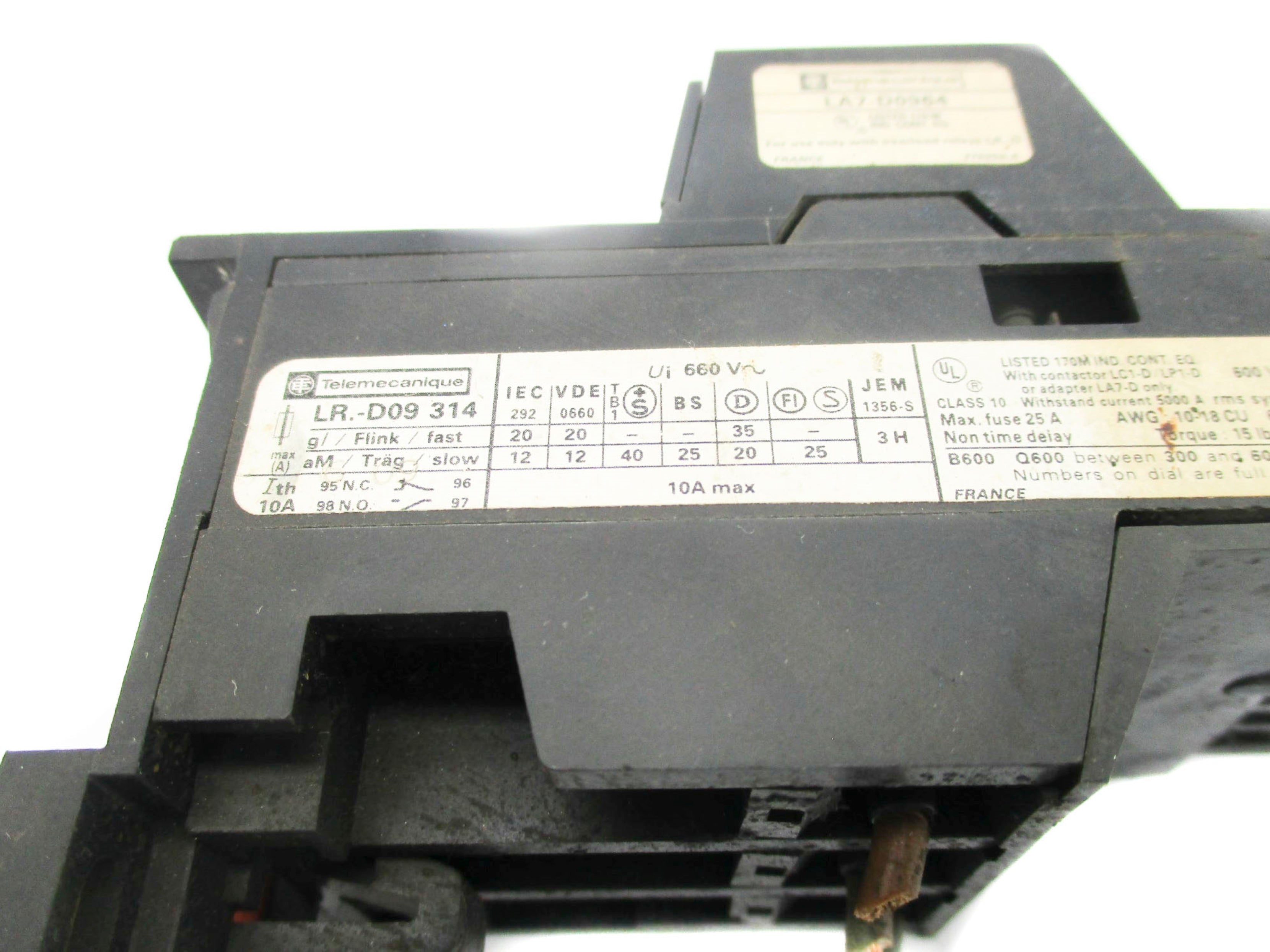 TELEMECANIQUE LR1-D09314 600V 10A (AS PICTURED) UNMP