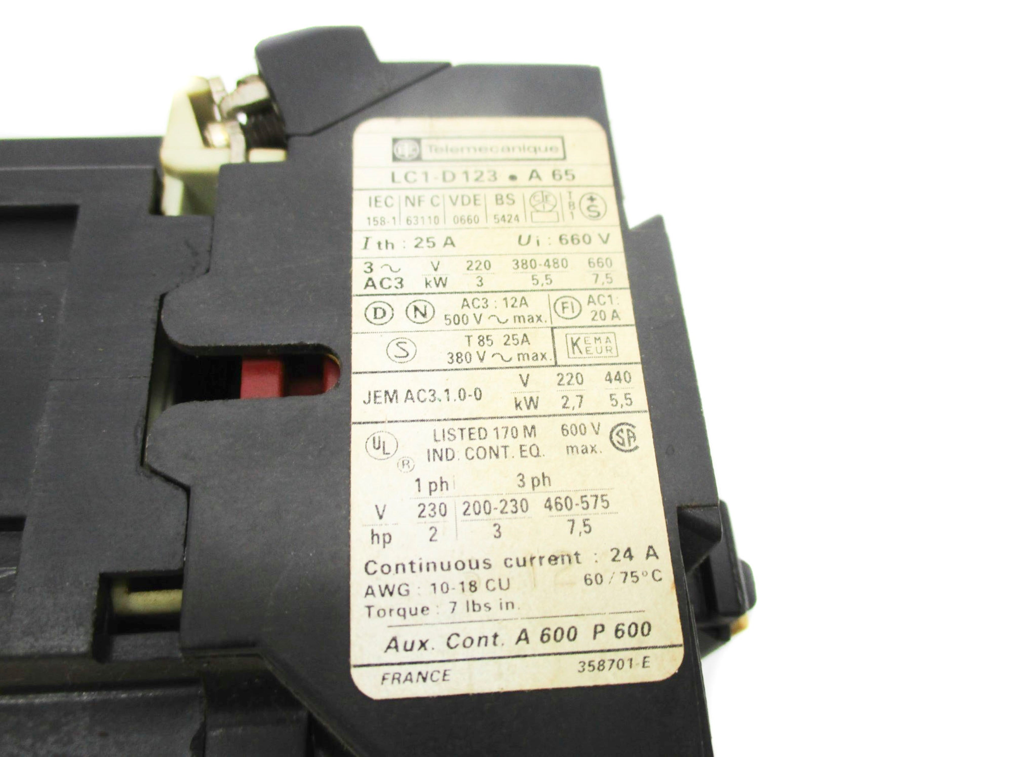 TELEMECANIQUE LC1-D123-A65 24V NSNP