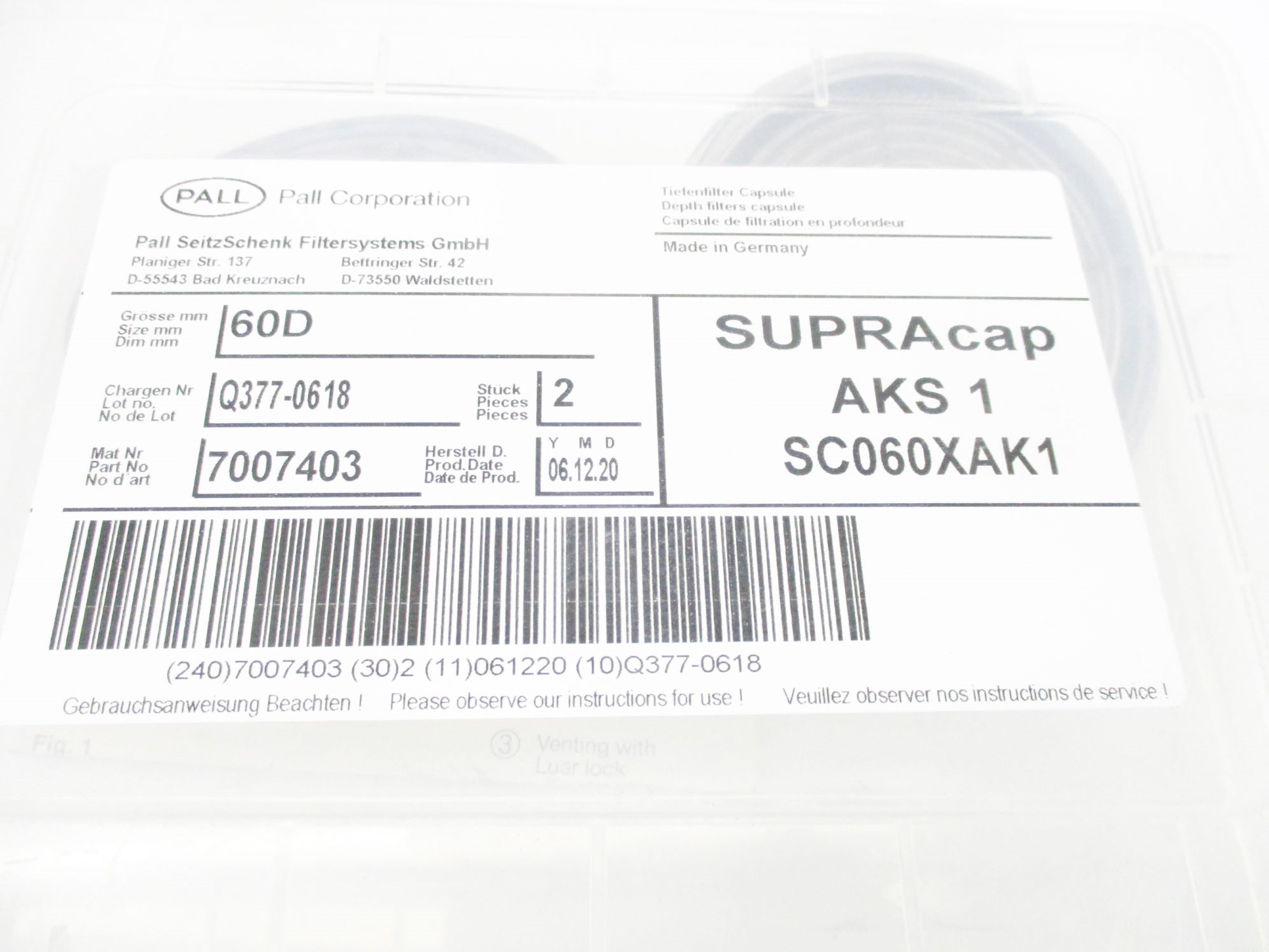 PALL SC060XAK1 (PKG OF 2) NSMP