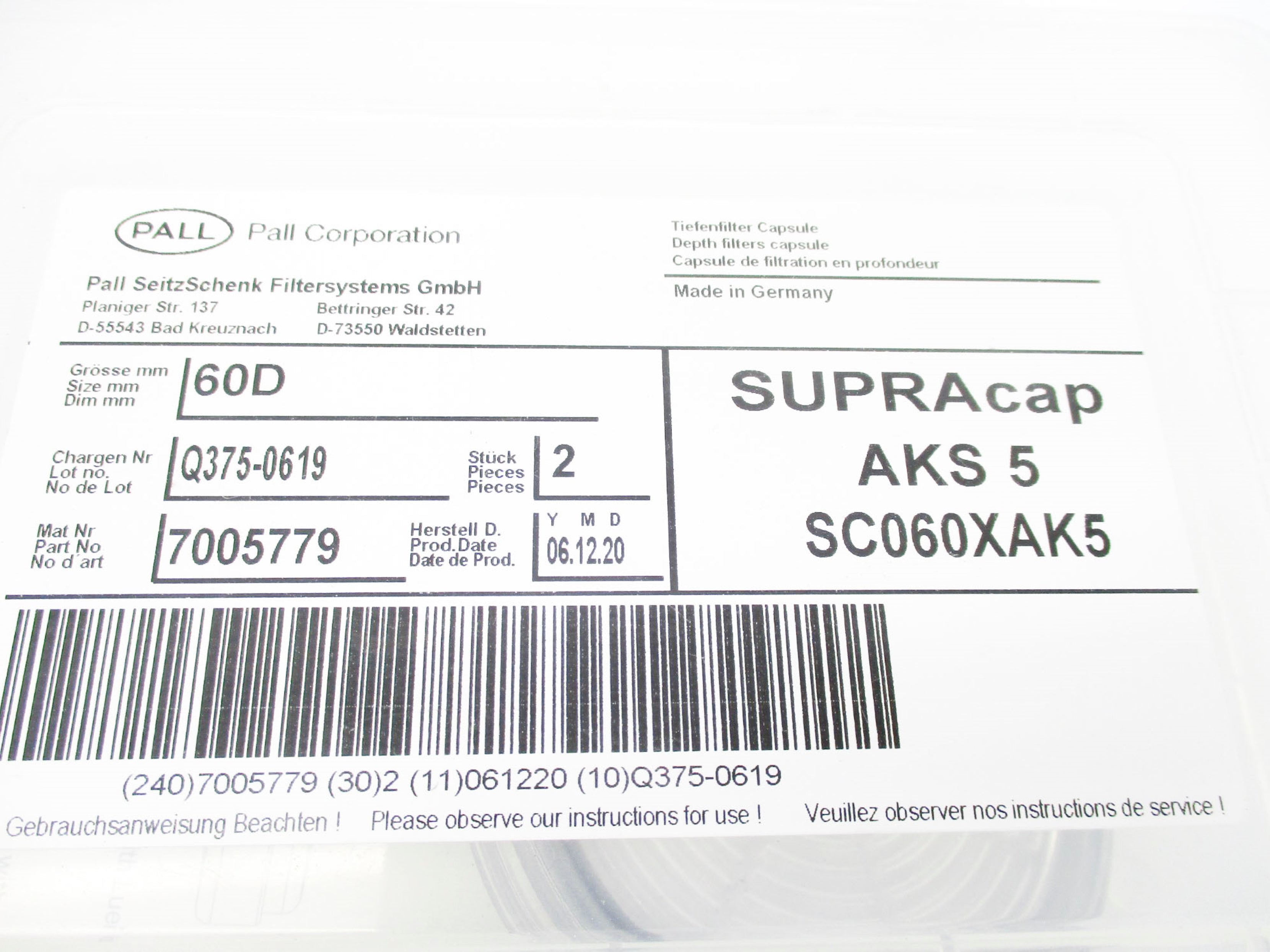 PALL SC060XAK5 NSMP