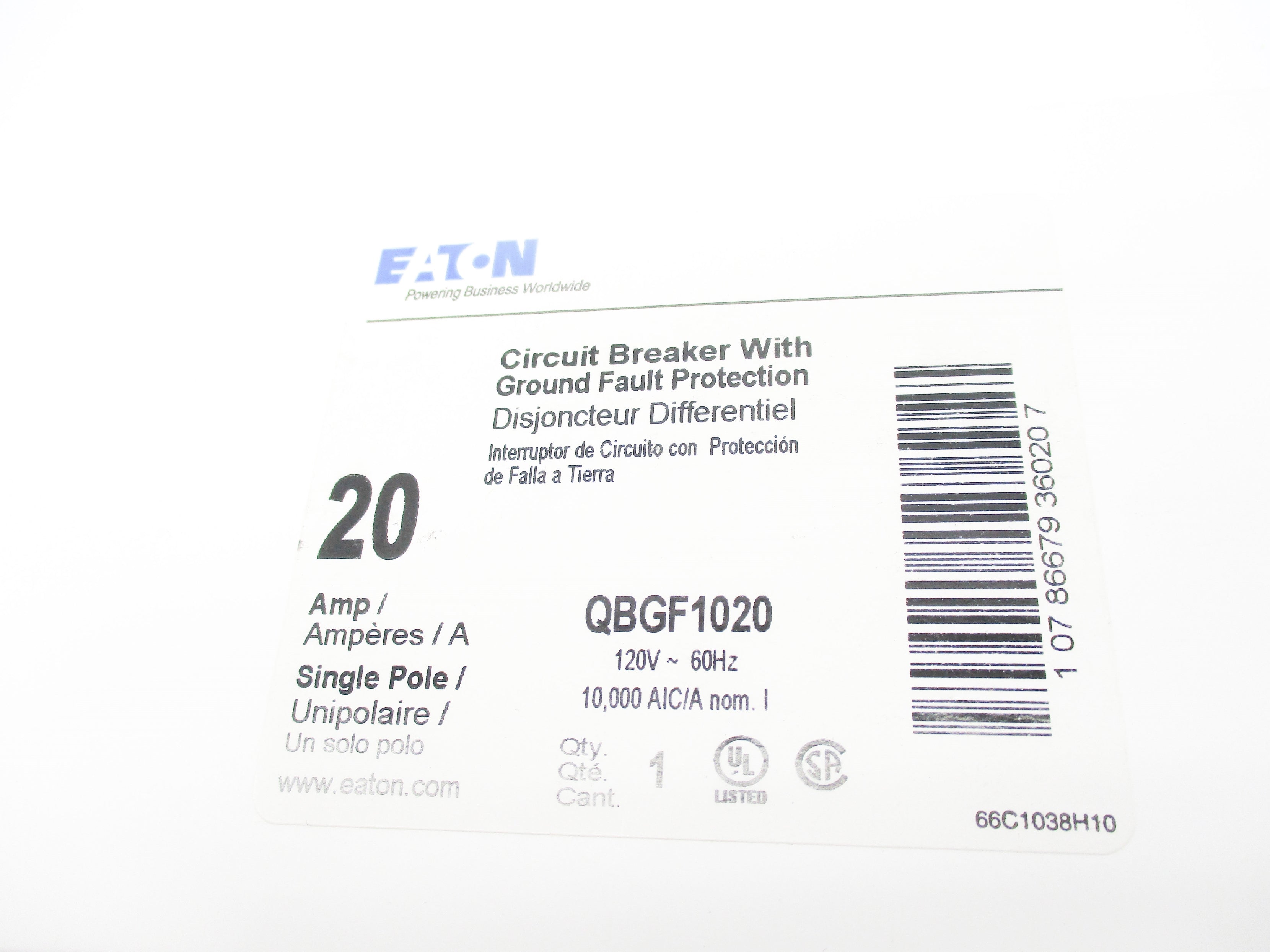 EATON QBGF1020 120V 20A NSMP