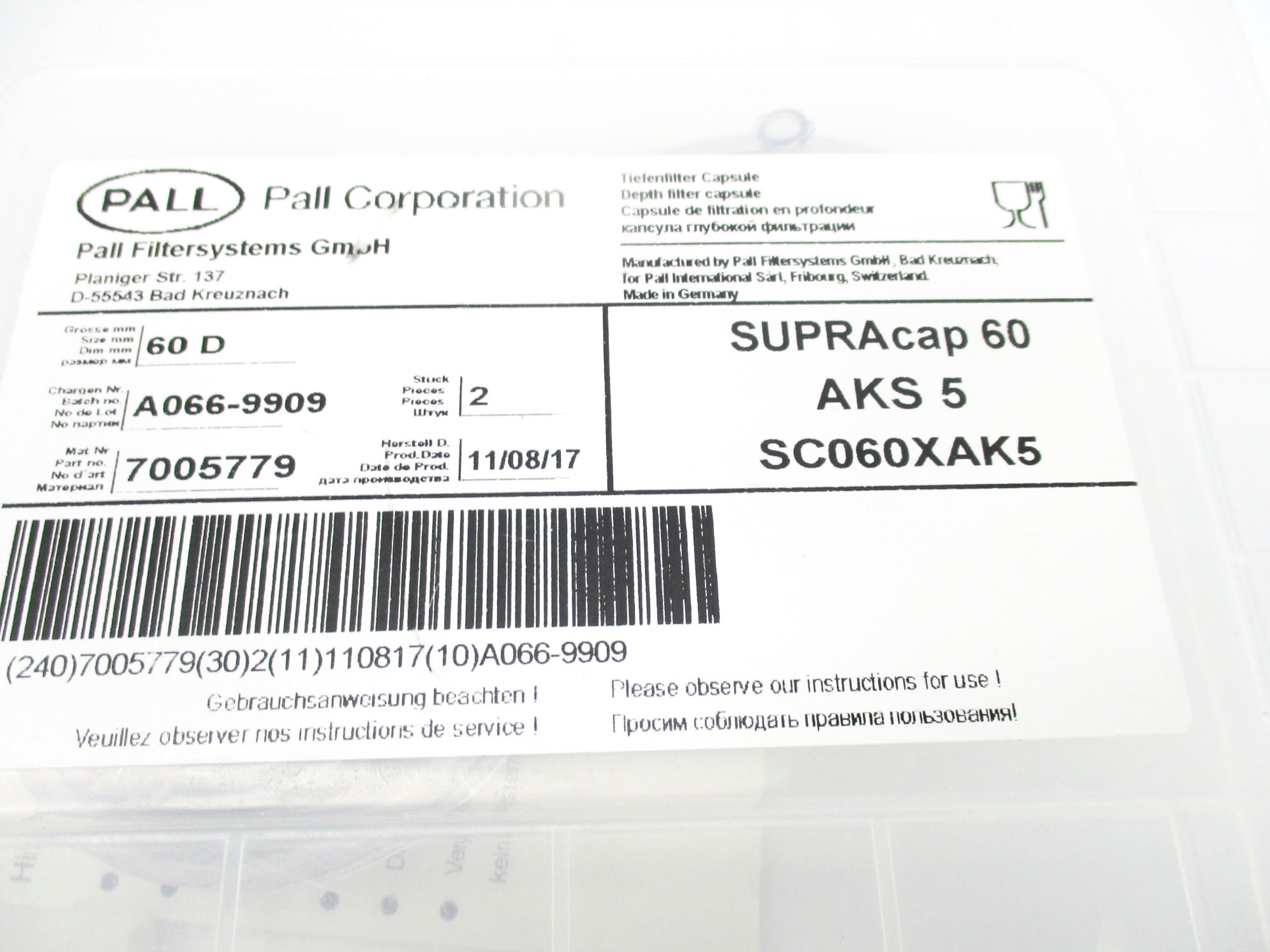 PALL 7005779 (PKG OF 2) NSMP