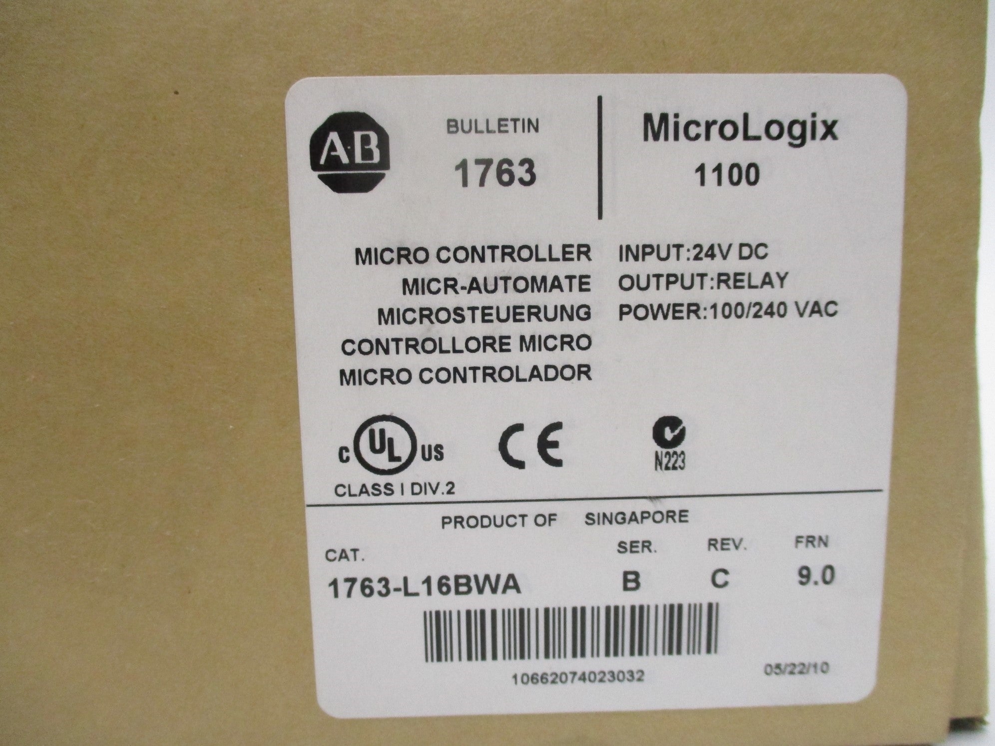 ALLEN BRADLEY 1763-L16BWA SER. B F/W 9.0 24VDC NSMP
