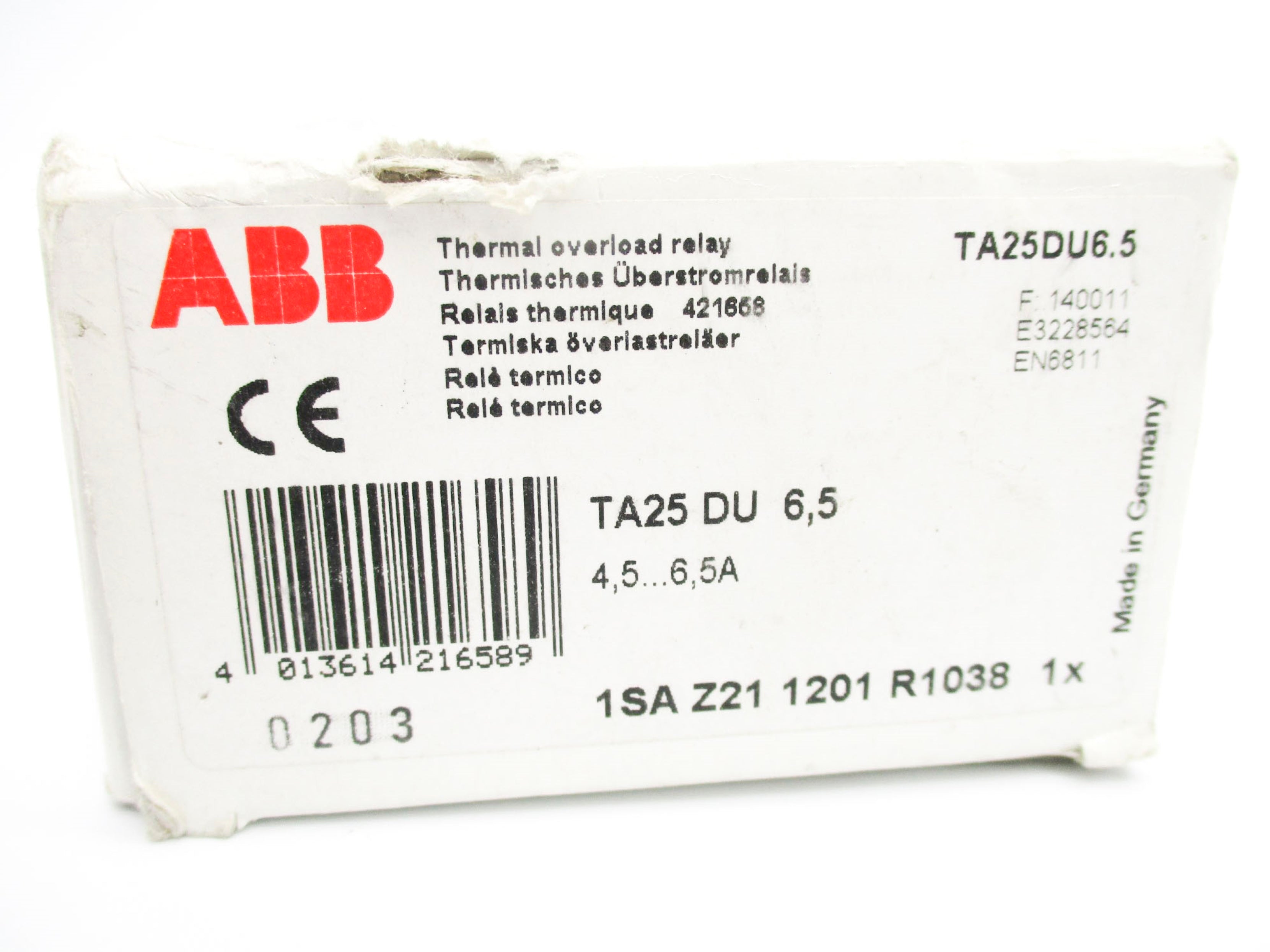 ABB TA25DU-6.5 1SAZ211201R1038 4.5-6.5A NSMP