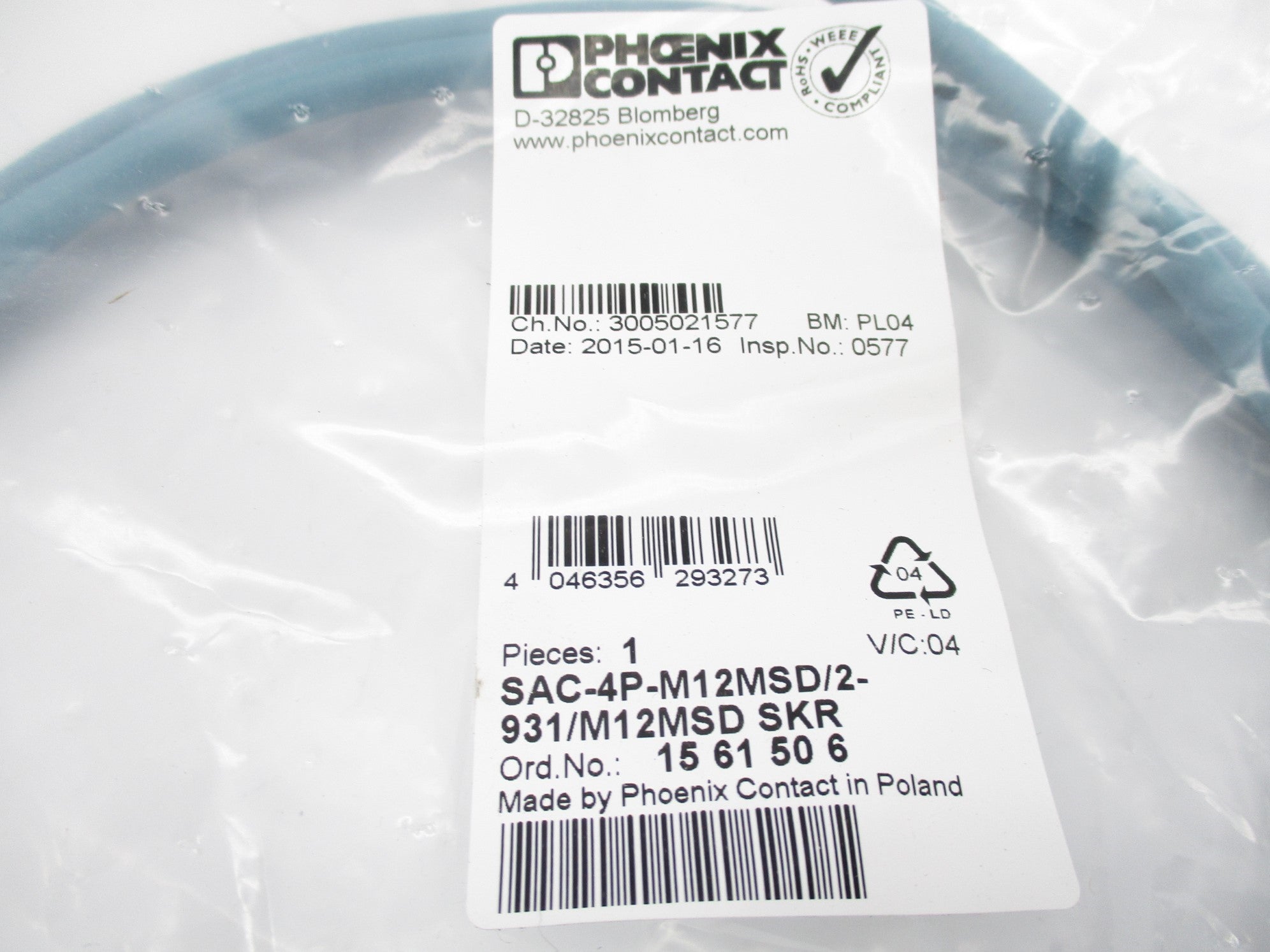 PHOENIX CONTACT SAC-4P-M12MSD/2-931/M12MSD NSMP