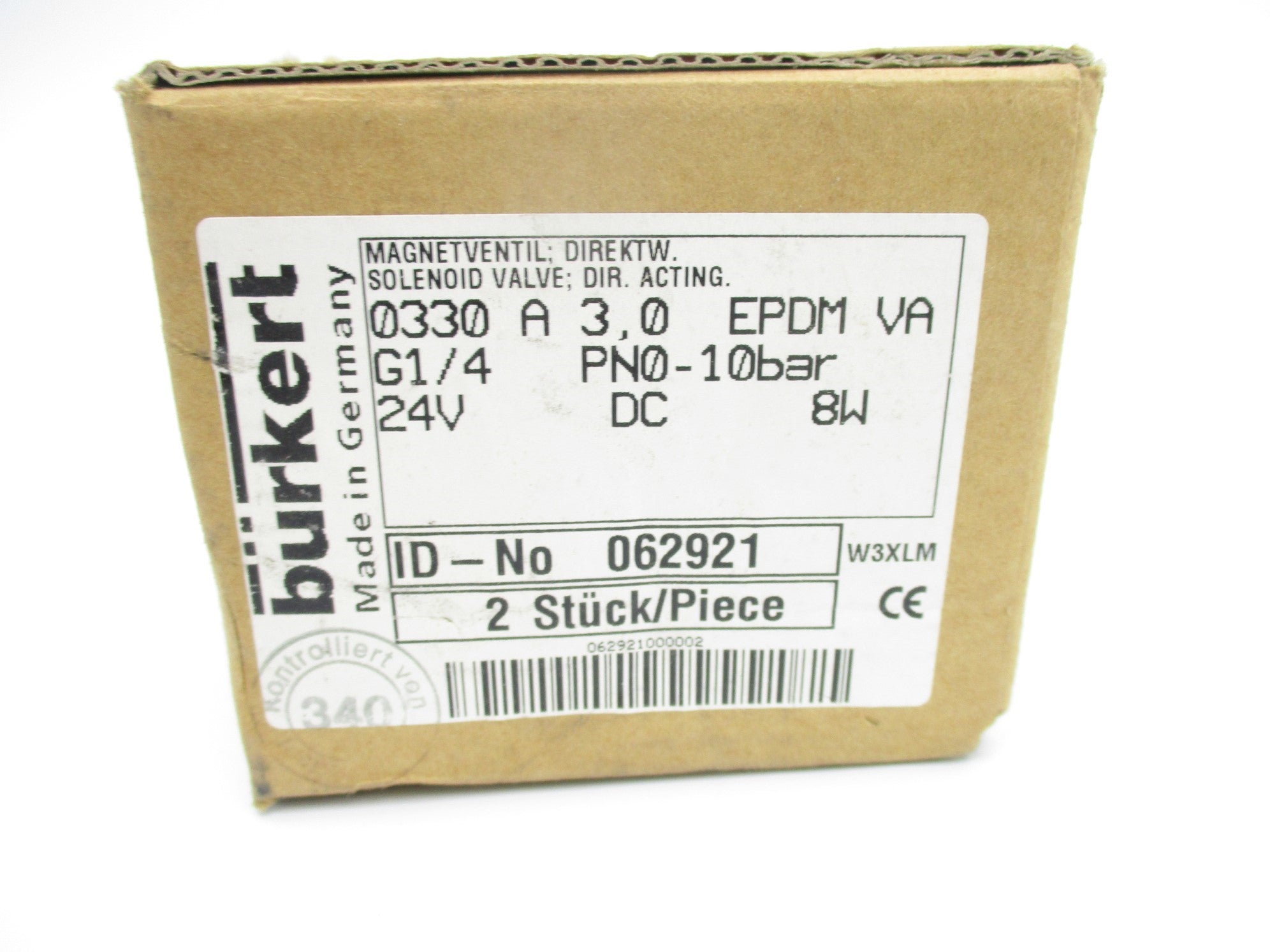 BURKERT 0330-A-3,0-EPDM-VA-G1/4 24VDC NSMP