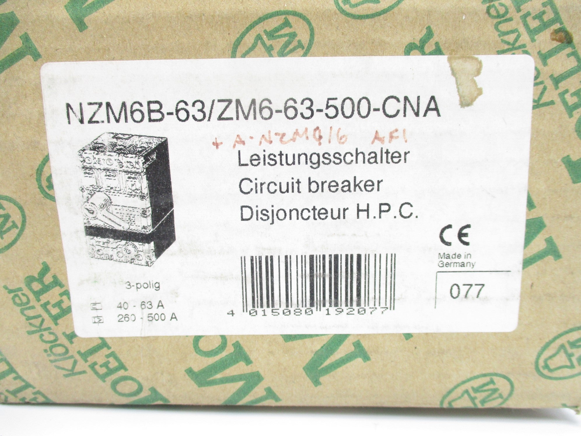 KLOCKNER MOELLER NZM6B-63/ZM6-63-500-CAN 600V 63A NSMP