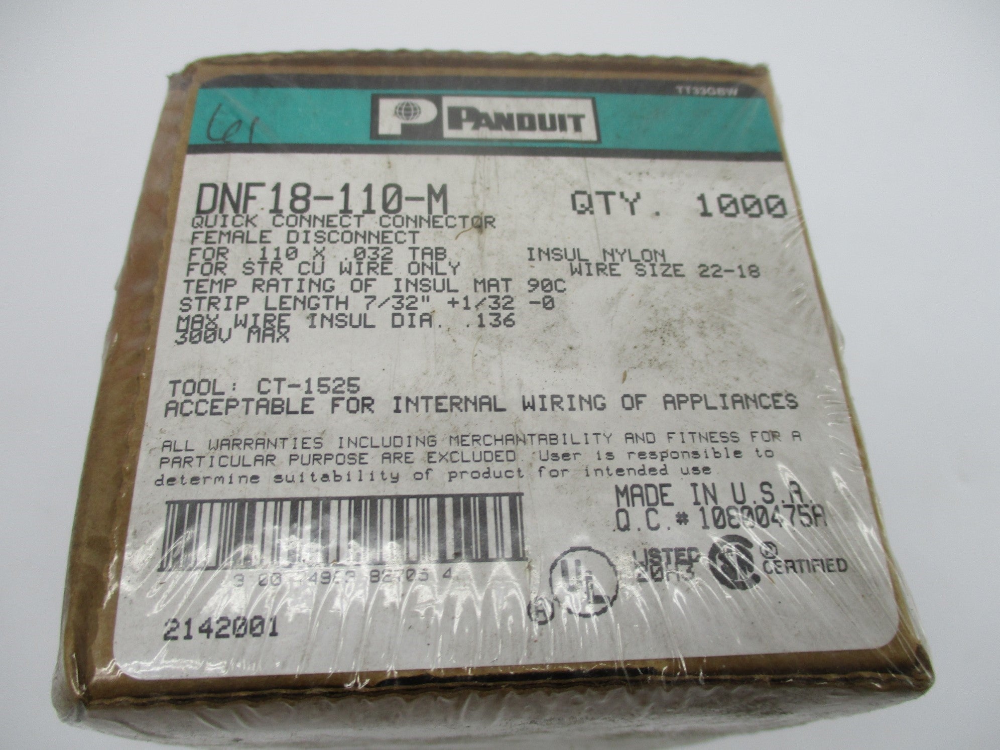 PANDUIT DNF18-110-M (PKG OF 1000) NSFS