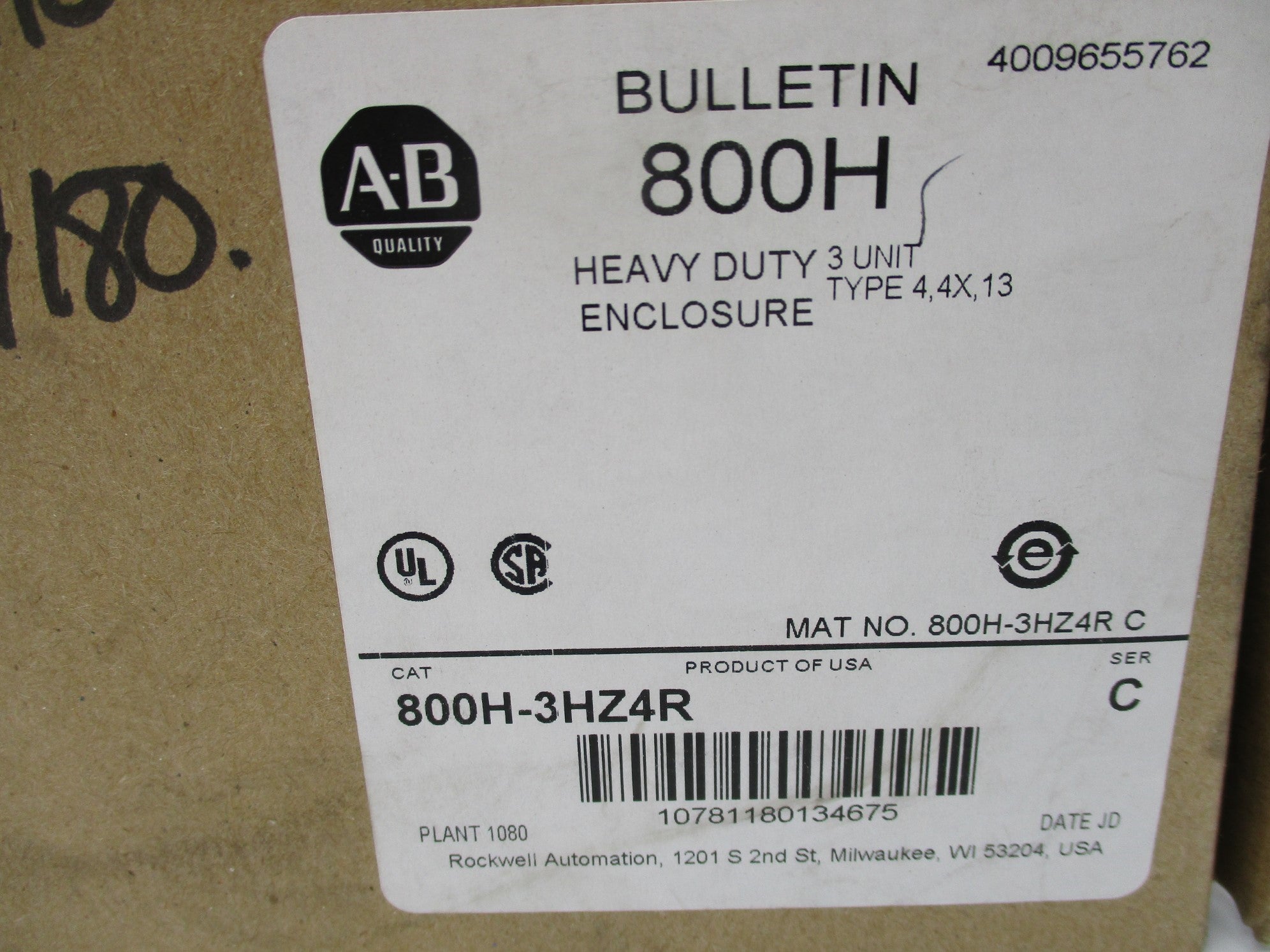 ALLEN BRADLEY 800H-3HZ4R SER. C (BR/WH) NSMP