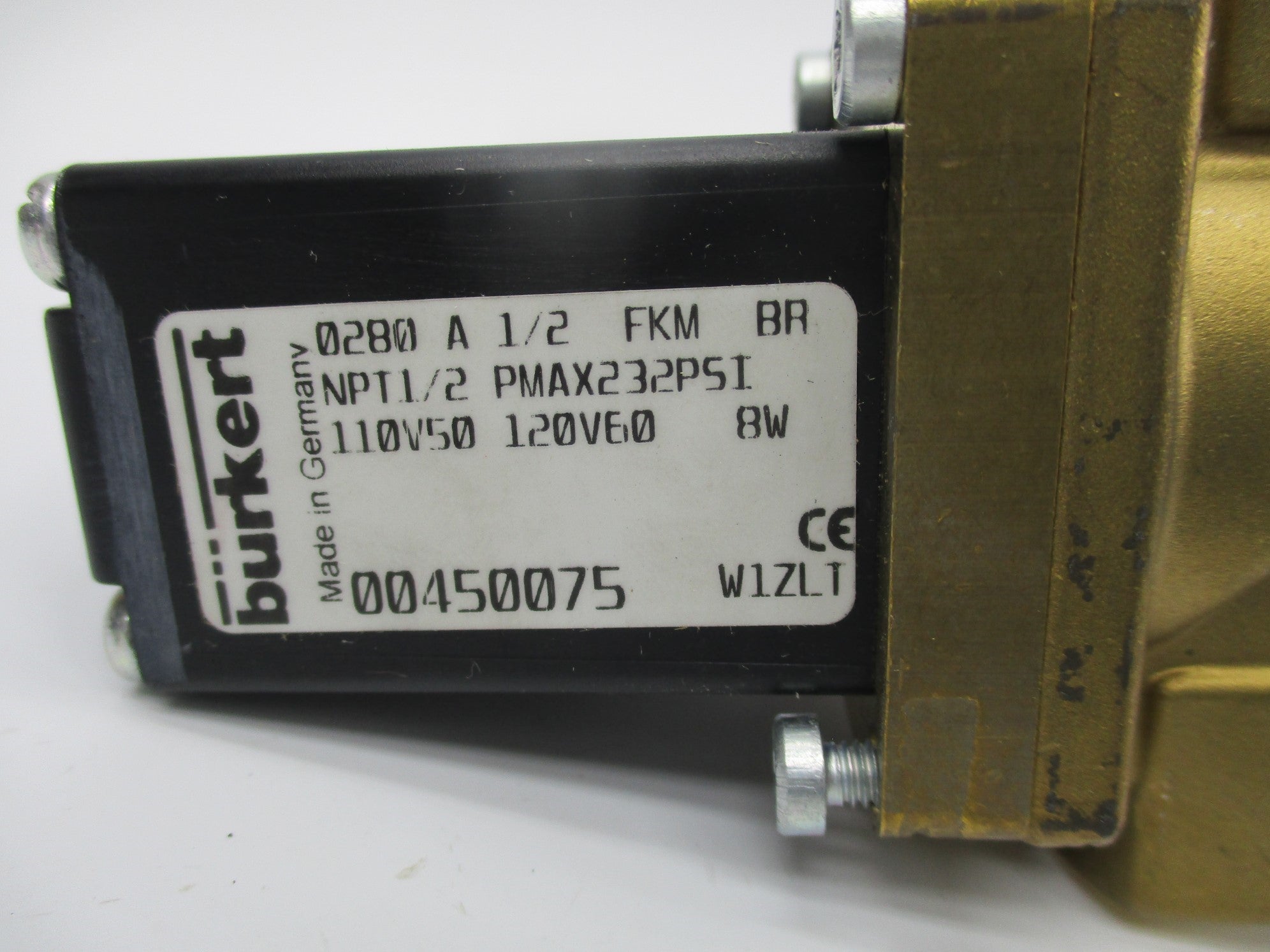 BURKERT 0280-A-1/2-FKM-BR 110/120V 232PSI NSNP