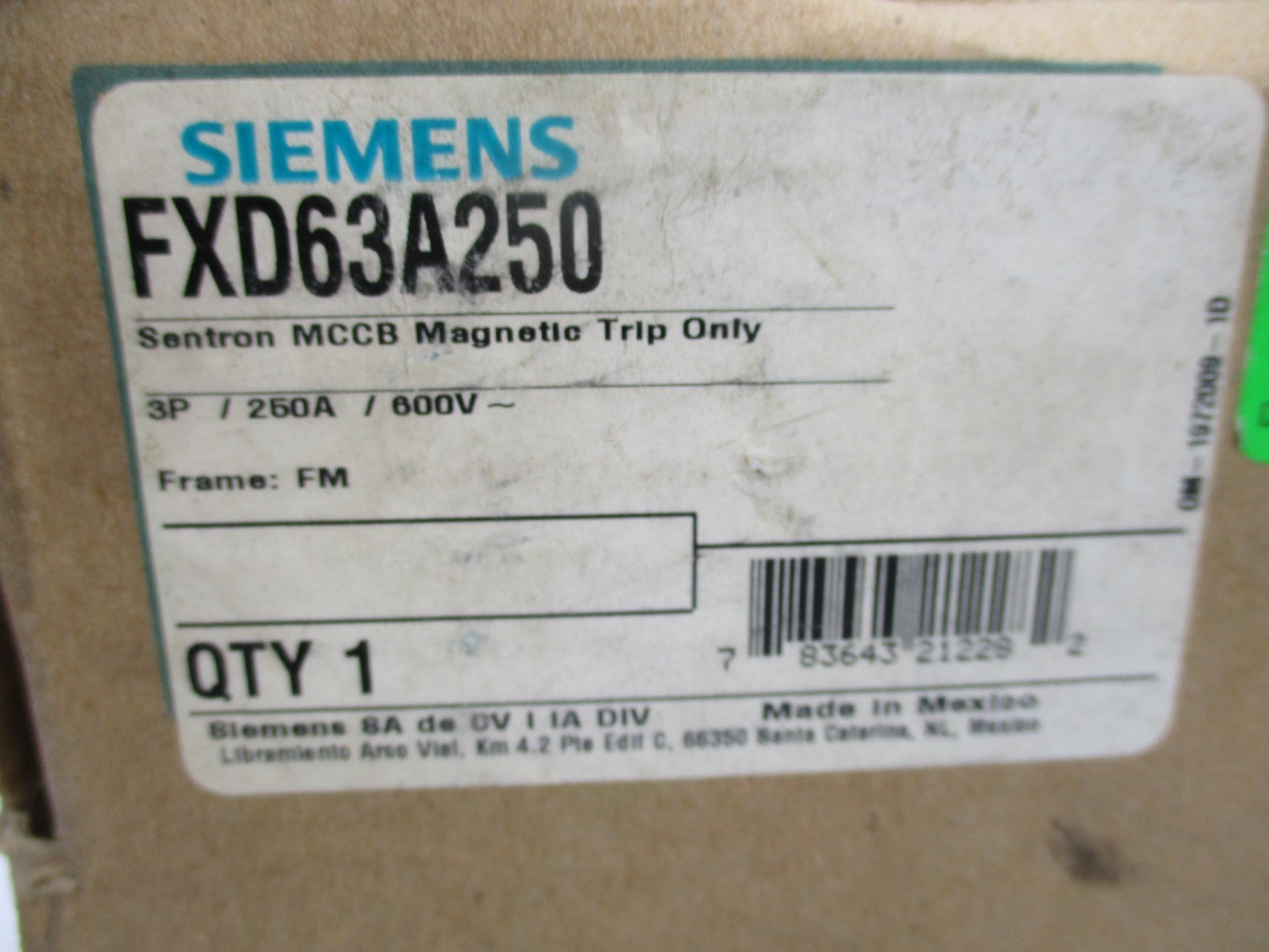 SIEMENS FXD63A250 SER. C 600V 250A NSMP