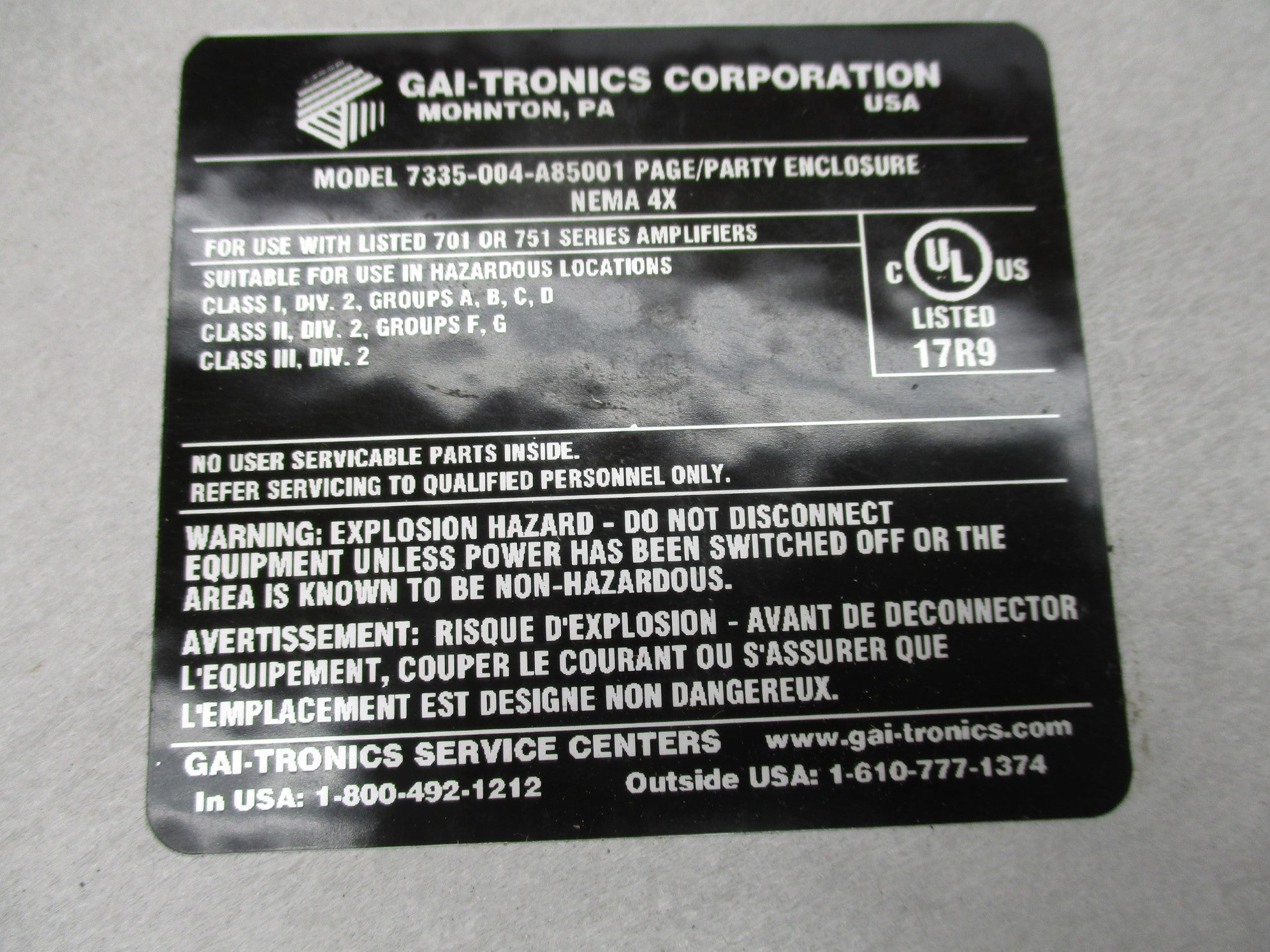 GAI-TRONICS 7335-004-A85001 NSNP