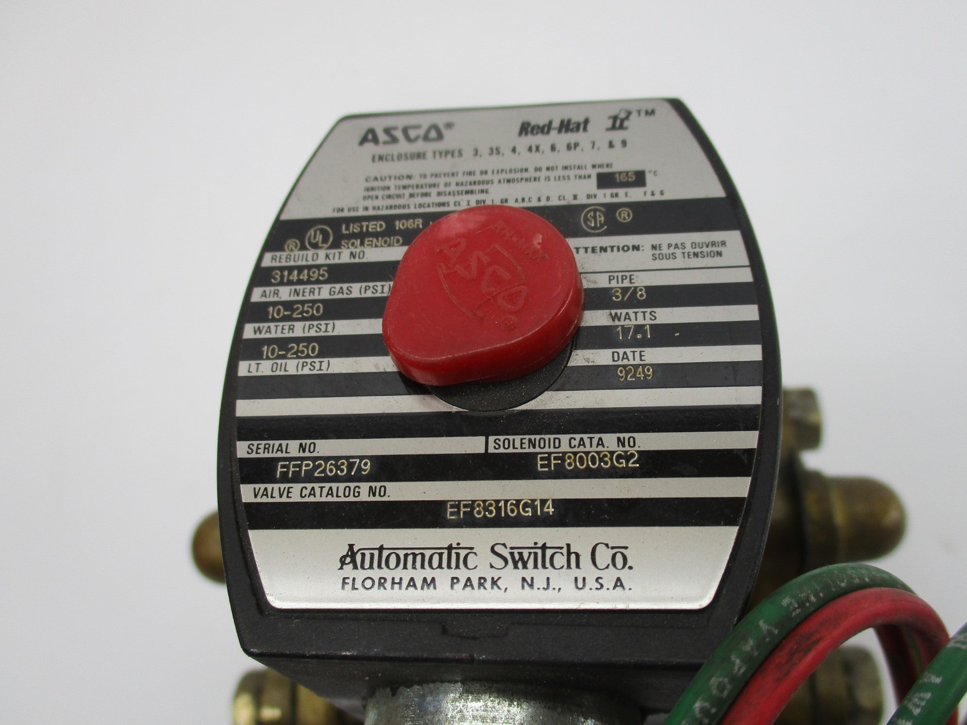 ASCO EF8316G14 120/60 110/50 10-250PSI NSNP