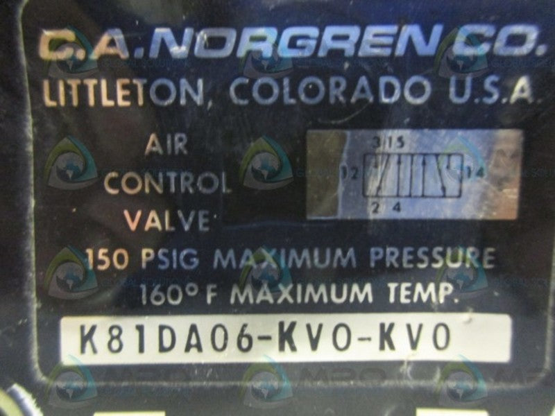 NORGEREN K81DA06-KVO-KVO AIR CONTROL VALVE *USED*