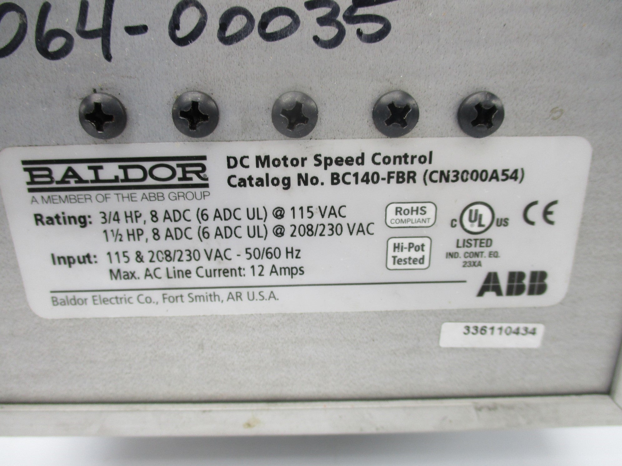 BALDOR BC140-FBR UNMP