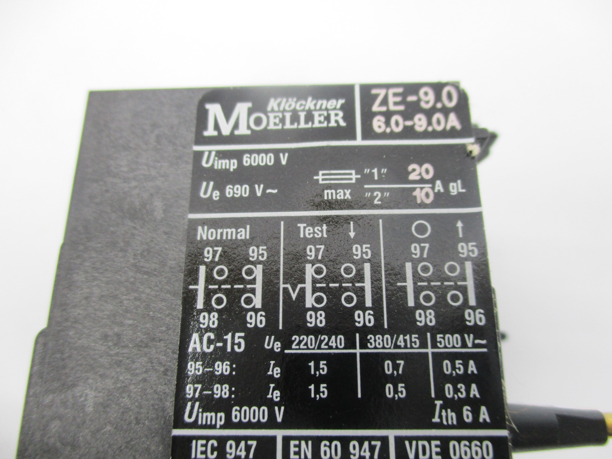 KLOCKNER MOELLER ZE-9.0 6000V 6.0-9.0A NSNP