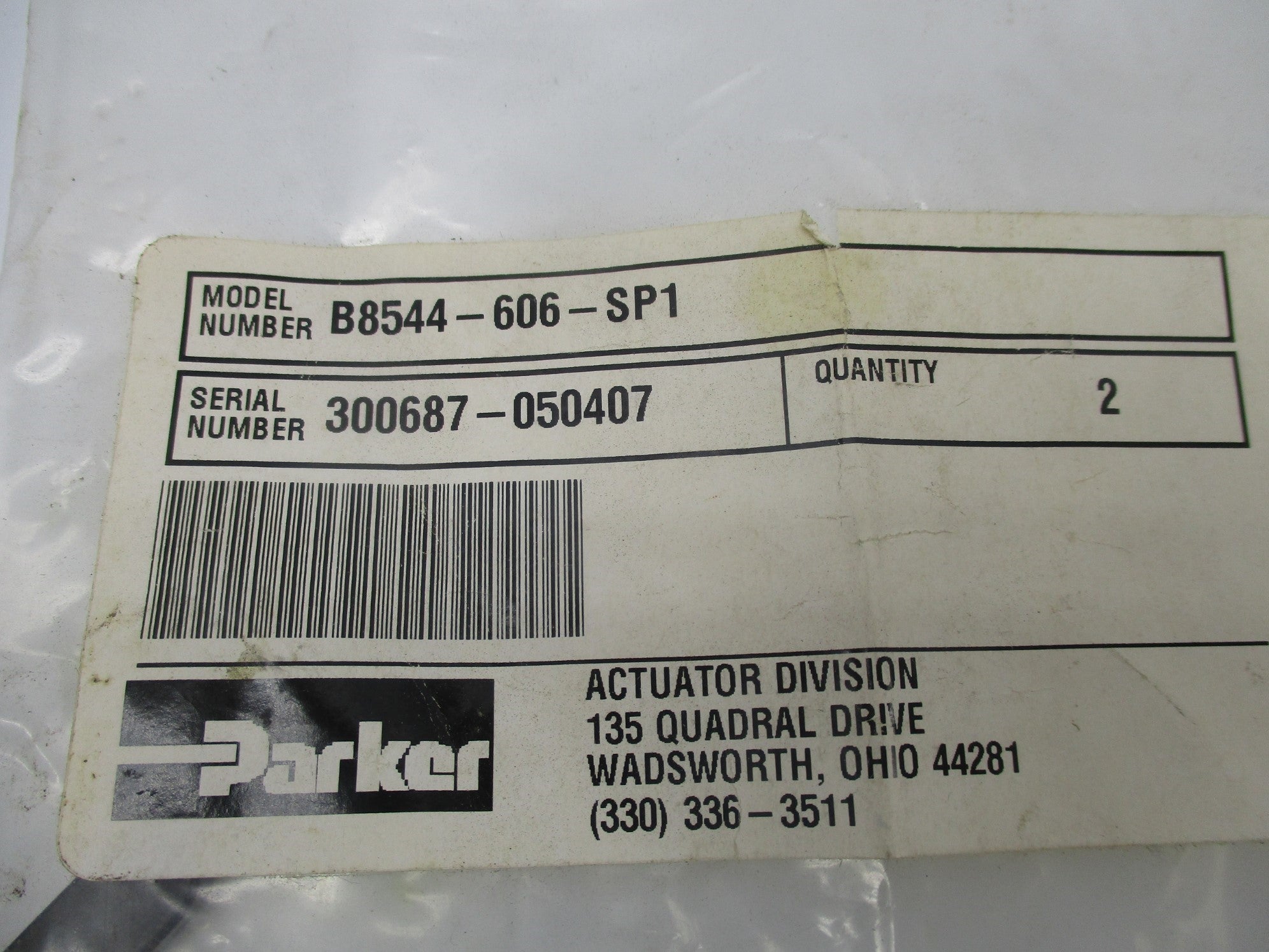 PARKER B8544-606-SP1 (PKG OF 2) NSMP