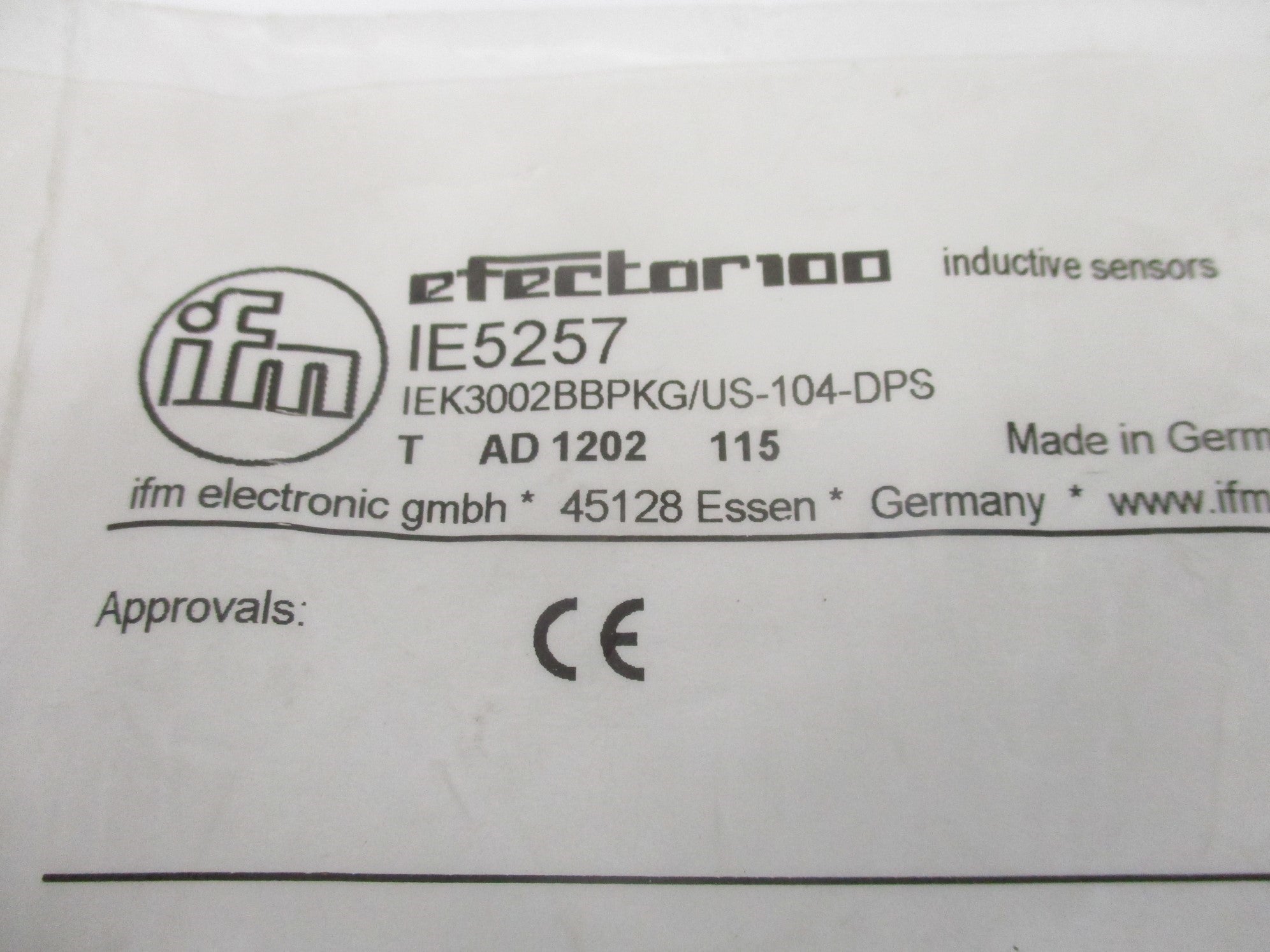 IFM EFECTOR IEK3002BBPKG/US-104-DPS IE5257 NSMP
