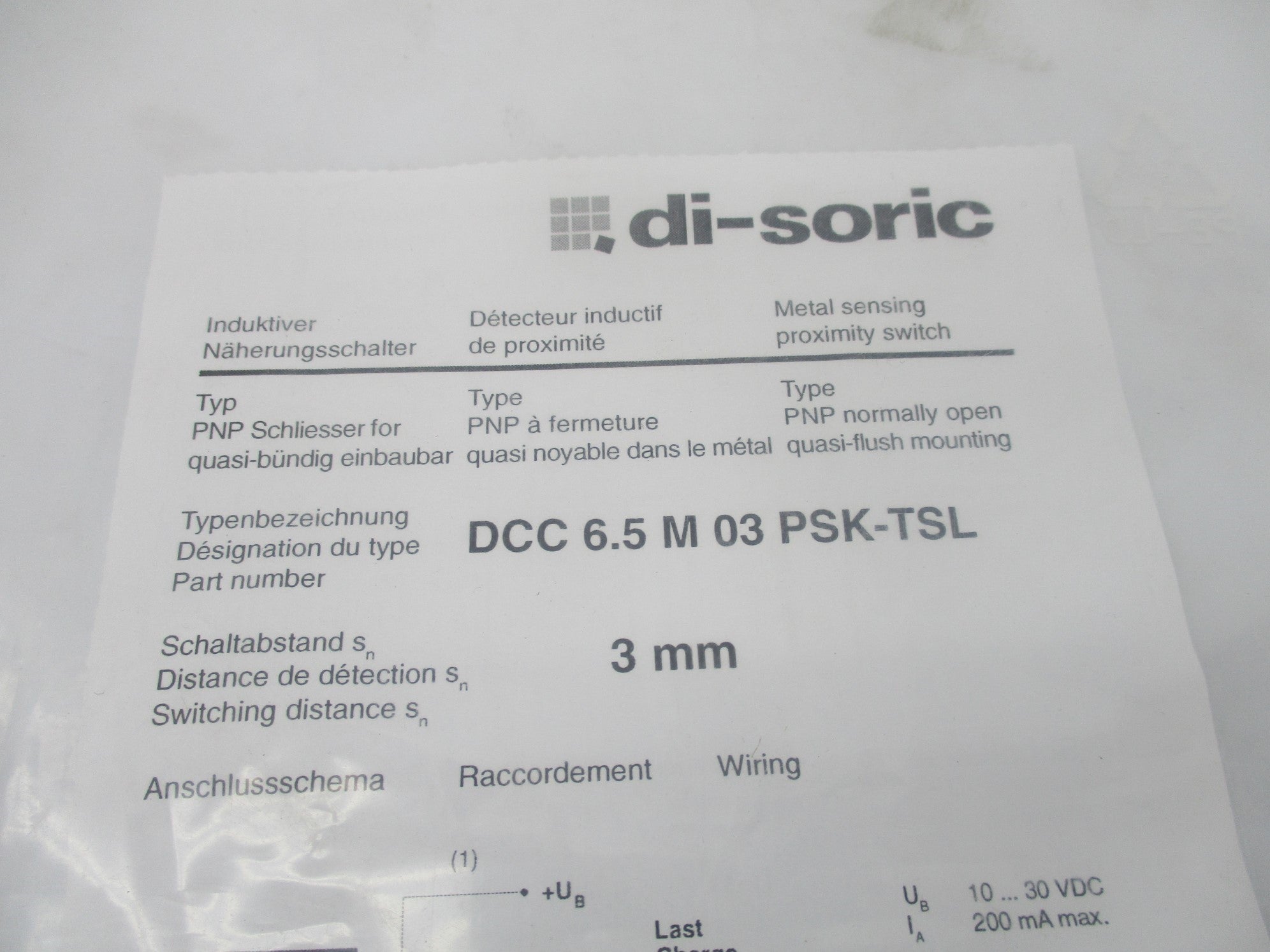 DI-SORIC DCC6.5M03PSK-TSL NSMP