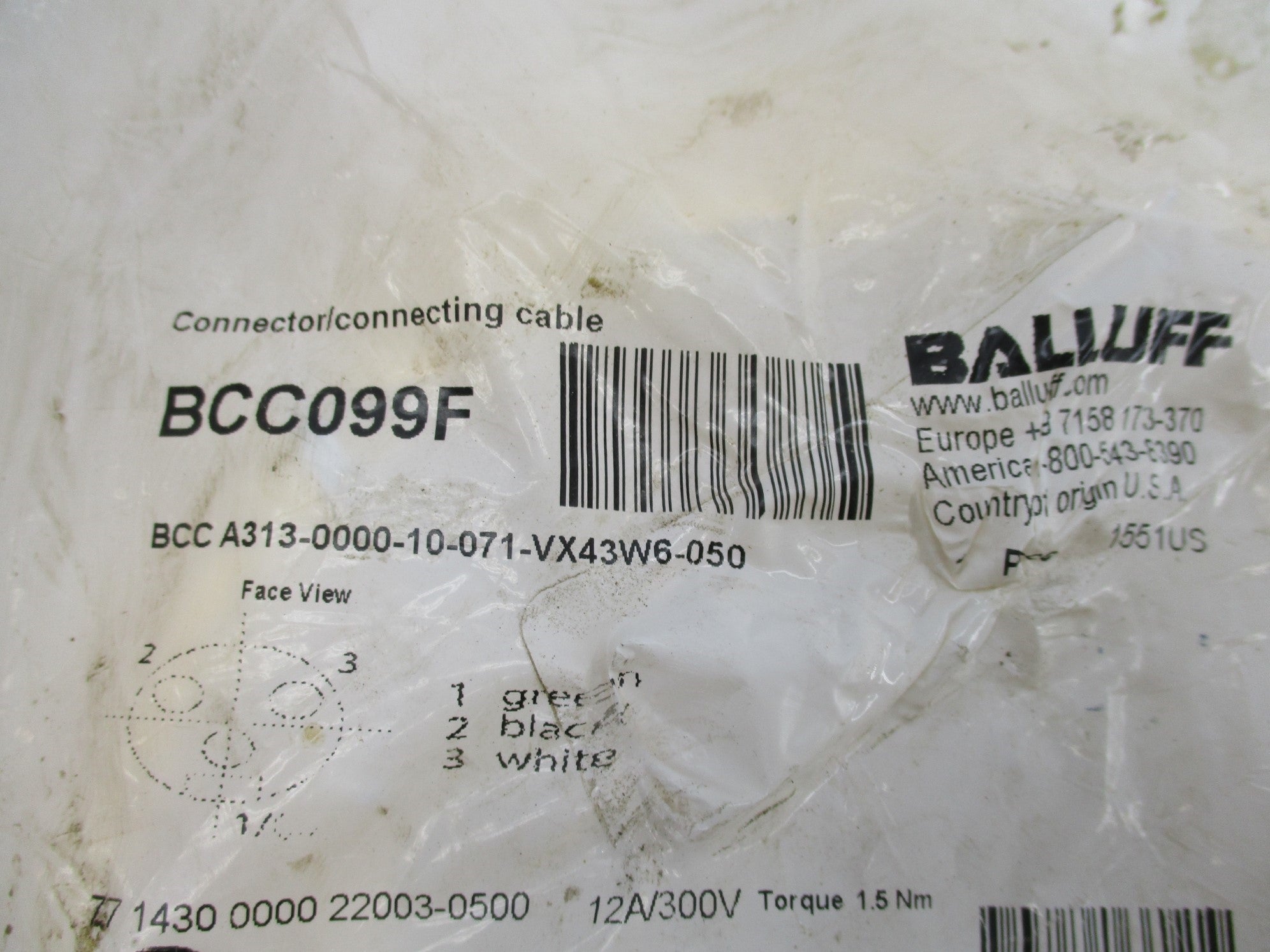 BALLUFF BCCA313-0000-10-071-VX43W6-050 BCC099F 300V 12A  NSMP