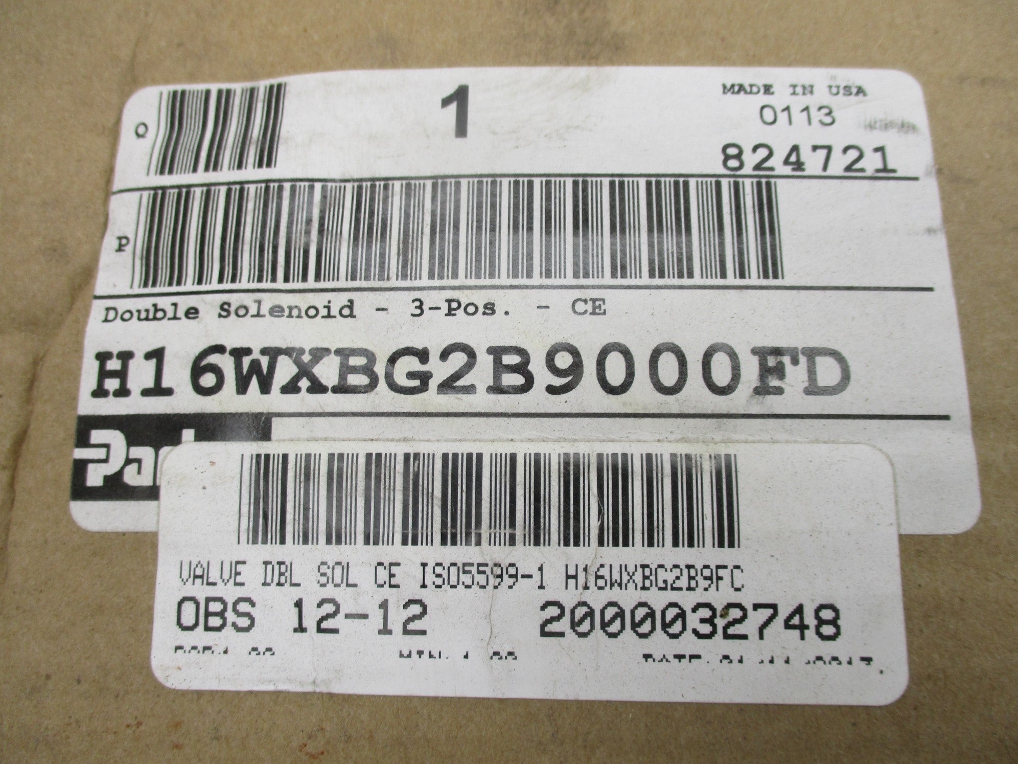 PARKER H16WXBG2B9000FD 24VDC 145PSIG NSMP
