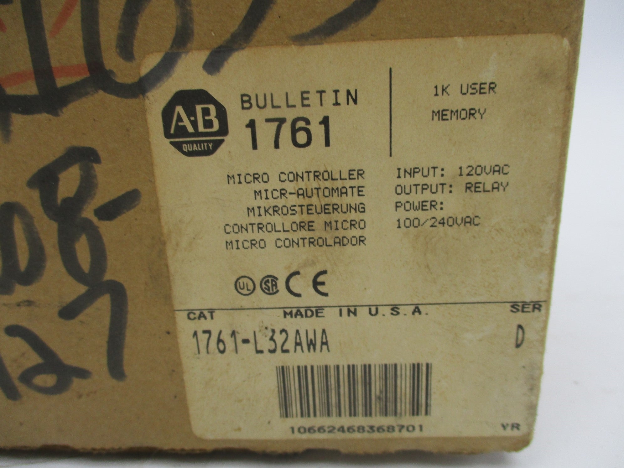 ALLEN BRADLEY 1761-L32AWA SER. D F/W 1.0 NSMP