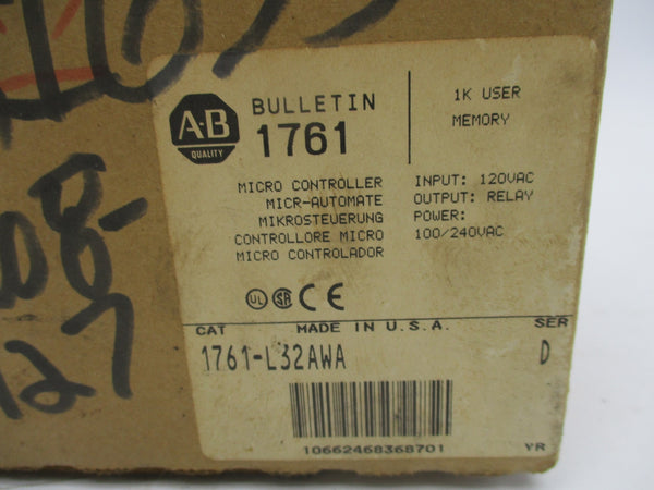 ALLEN BRADLEY 1761-L32AWA SER. D F/W 1.0 NSMP