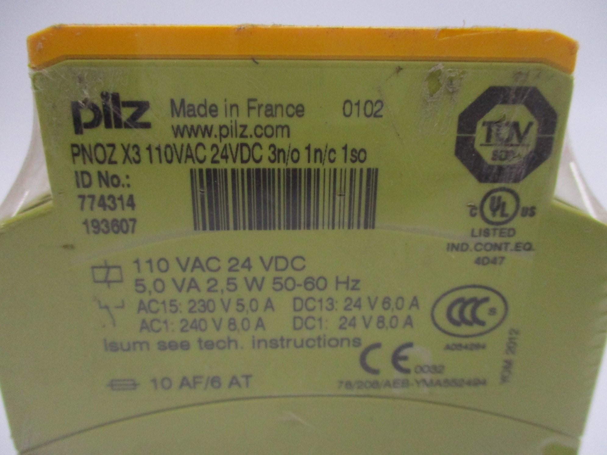 PILZ PNOZX3110VAC24VDC3N/O1N/C1SO 774314 110AC/24VDC 8.0A NSMP