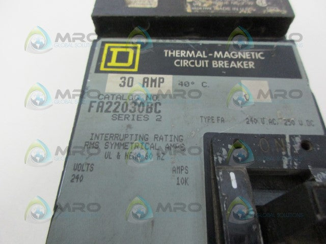 SQUARE D FA22030BC 30AMP *USED*