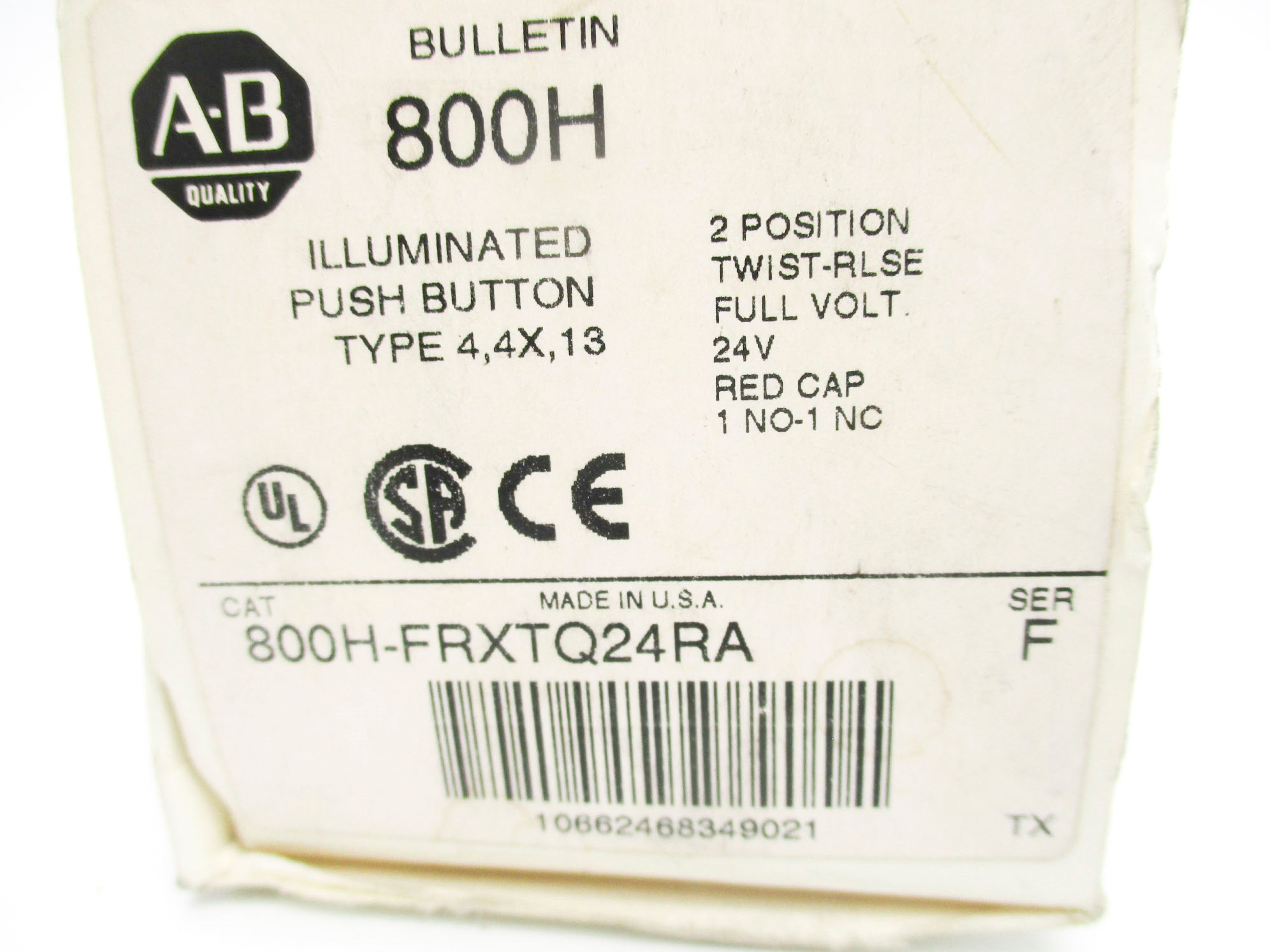 ALLEN BRADLEY 800H-FRXTQ24RA SER. F (WH) NSMP