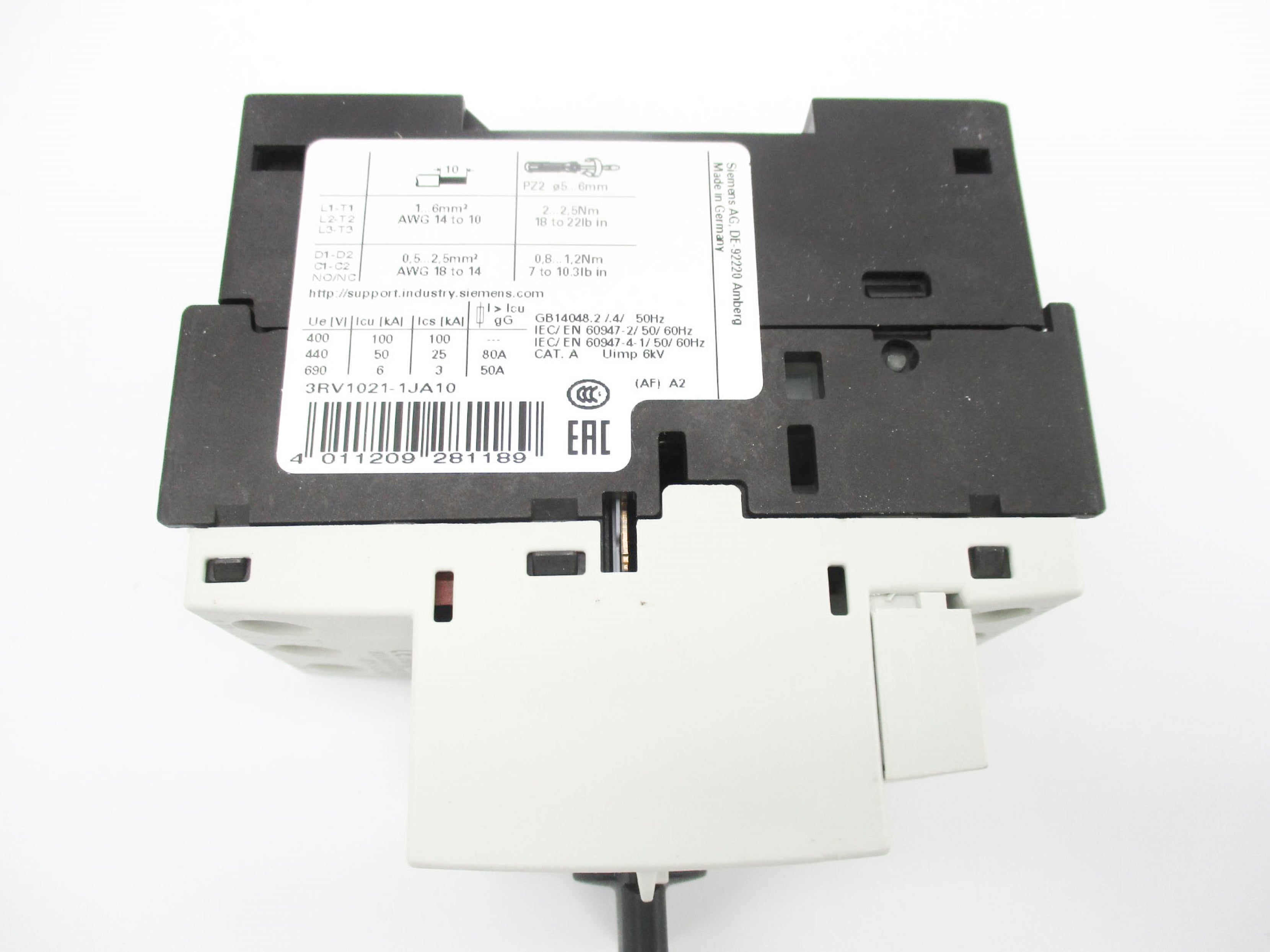 SIEMENS 3RV1021-1JA10 600V 7-10A NSMP