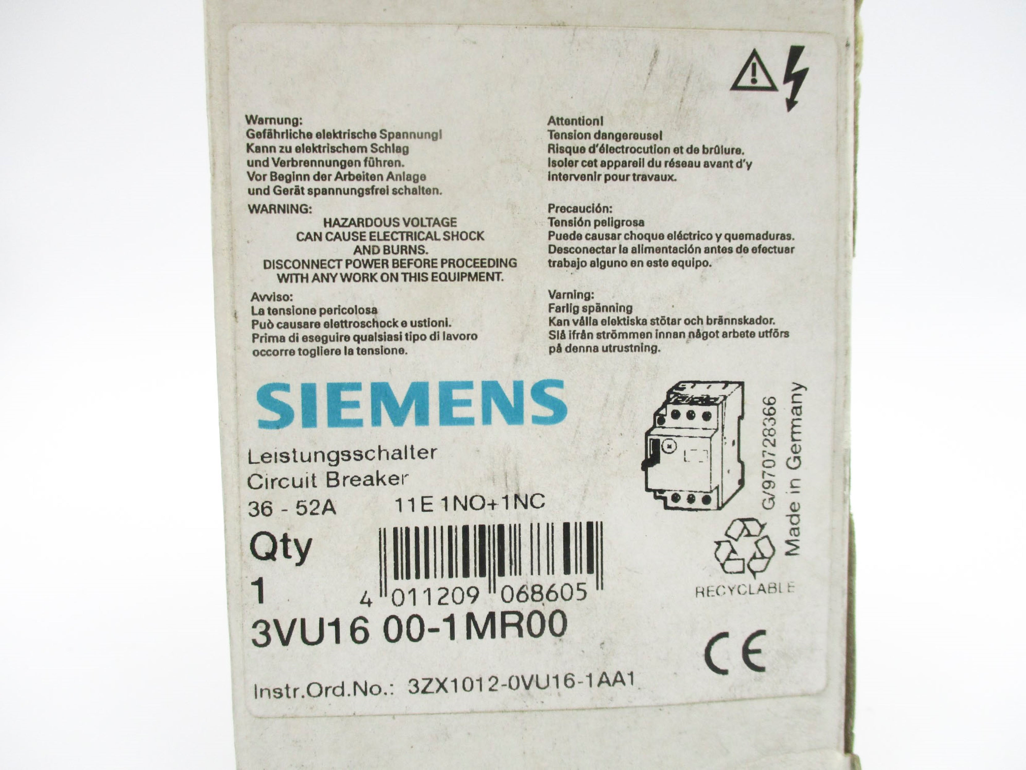 SIEMENS 3VU1600-1MR00 690V 36-52A NSMP