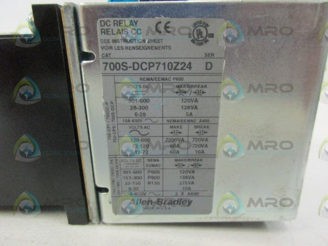 ALLEN BRADLEY 700S-DCP710Z24 SER.D SAFETY CONTROL RELAY *USED*