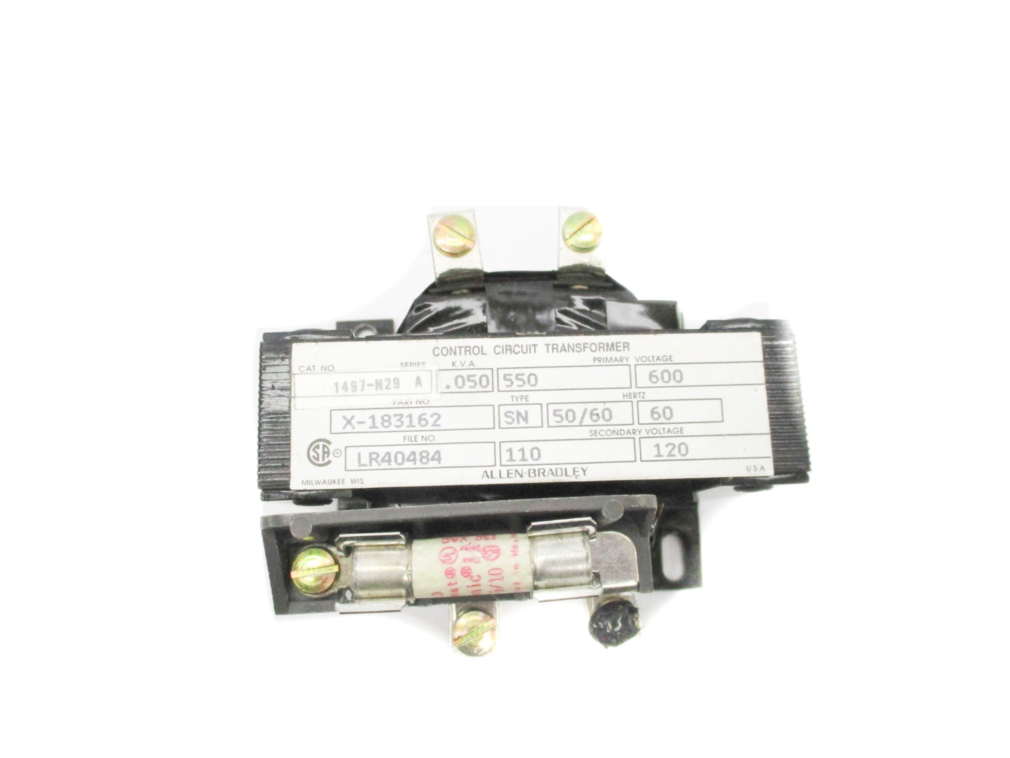 ALLEN BRADLEY 1497-N29 SER. A .050KVA (BR/WH) NSMP