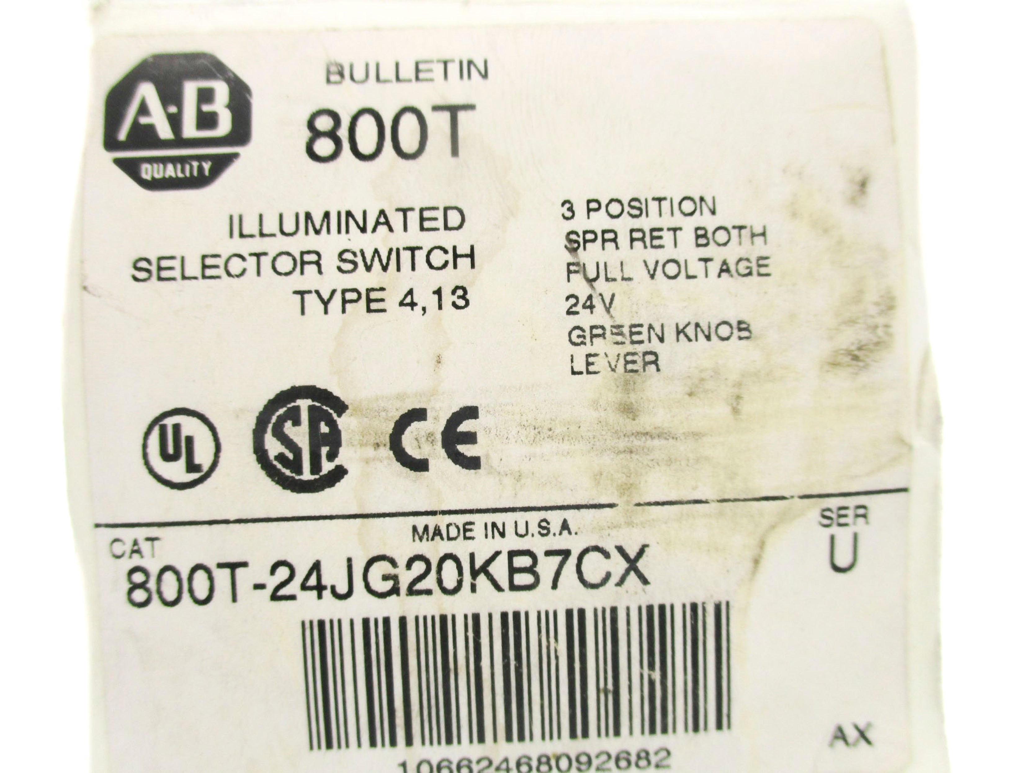 ALLEN BRADLEY 800T-24JG20KB7CX SER. U (WH) NSMP
