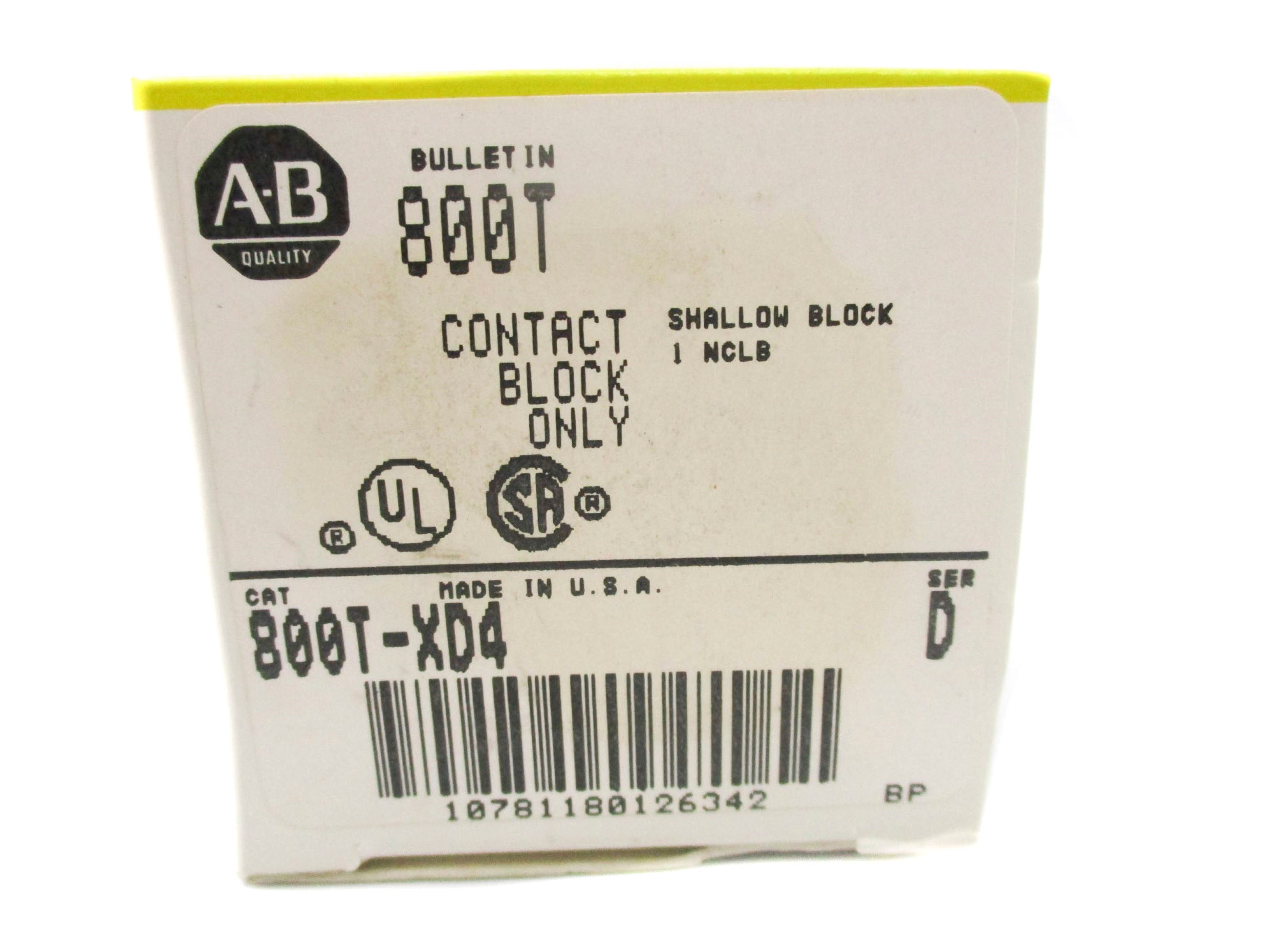 ALLEN BRADLEY 800T-XD4 SER. D (BK/YL) NSMP