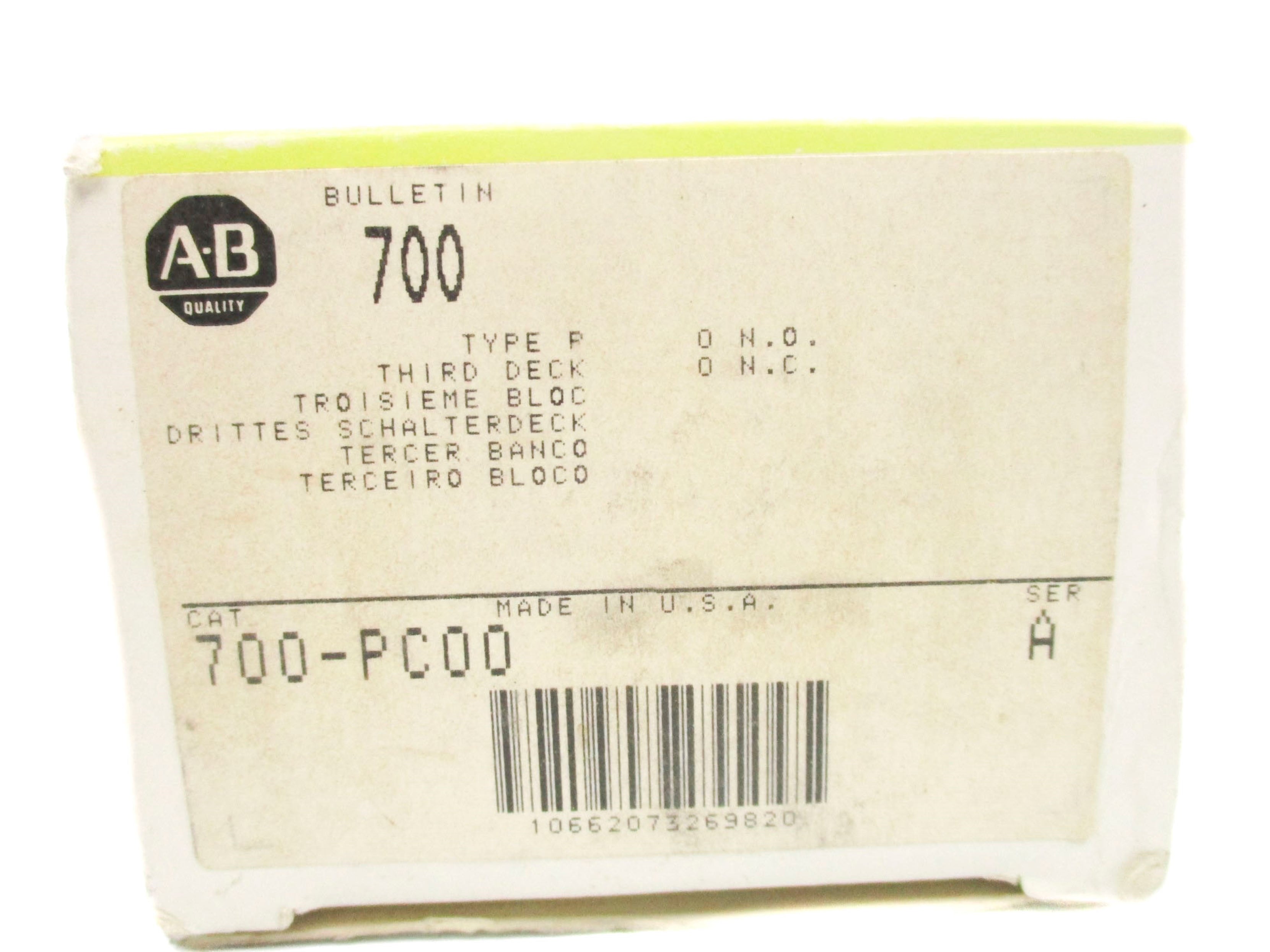 ALLEN BRADLEY 700-PC00 SER. A (BK/YL) NSMP
