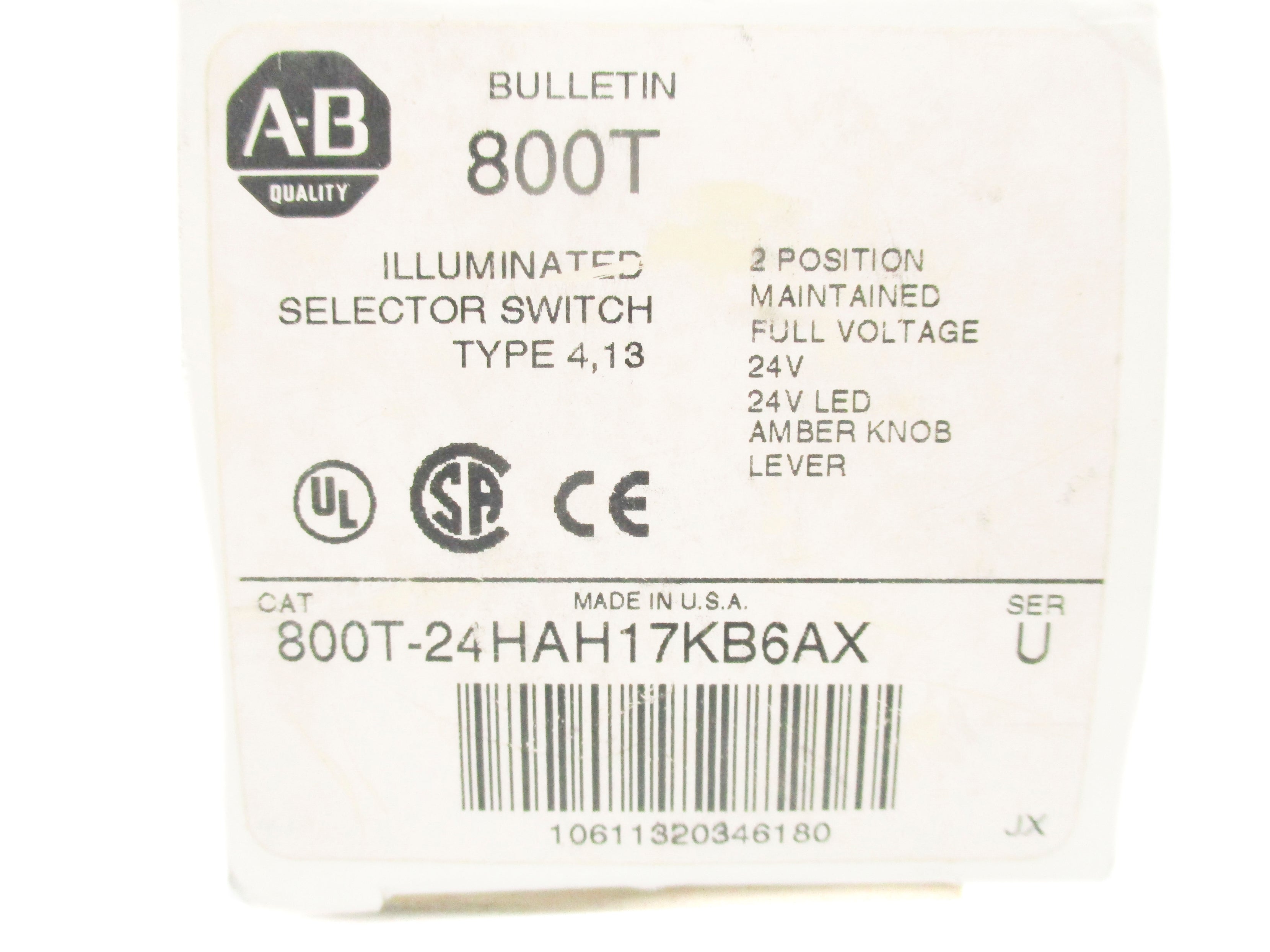 ALLEN BRADLEY 800T-24HAH17KB6AX SER. U (WH) NSMP