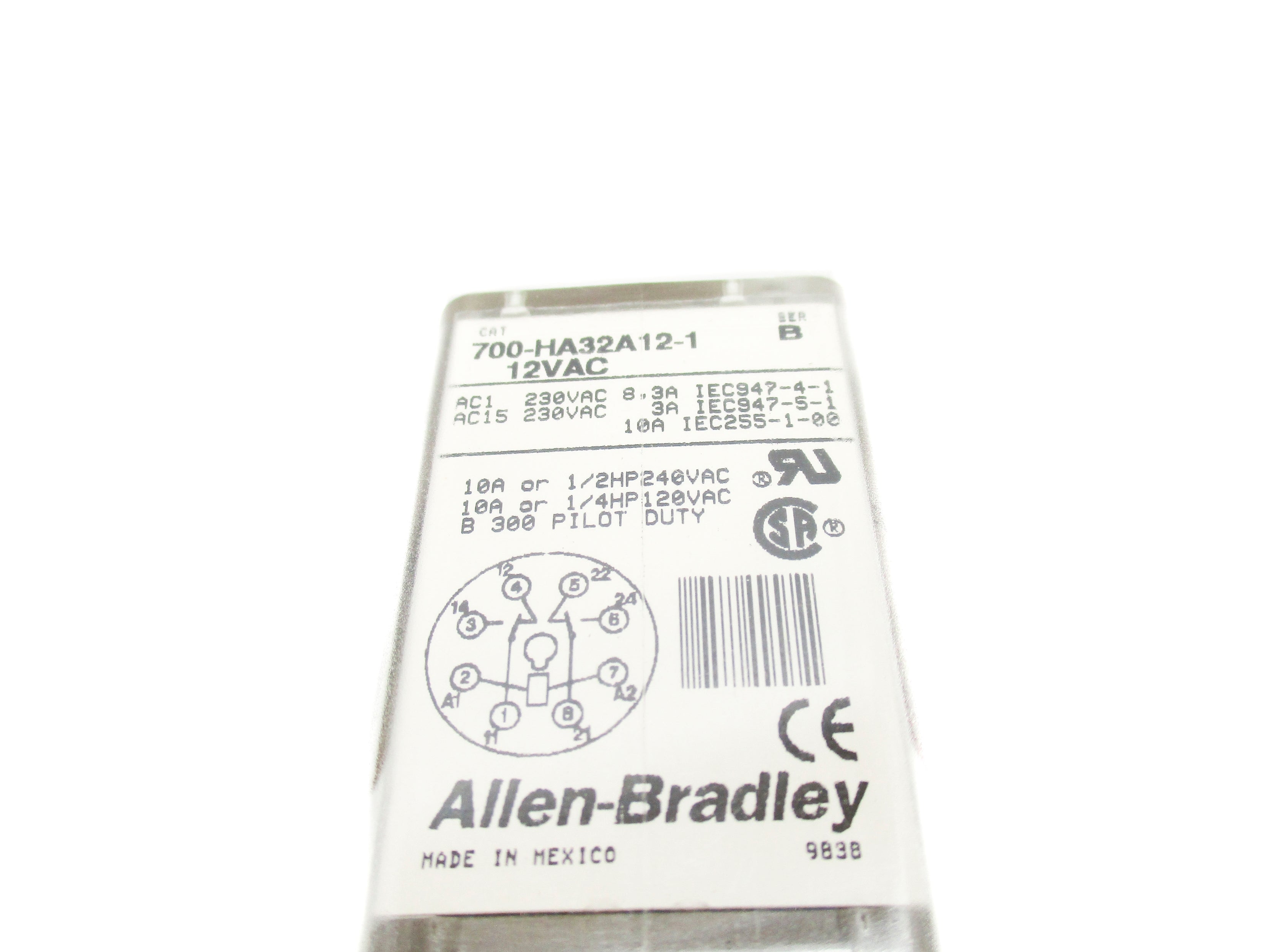 ALLEN BRADLEY 700-HA32A12-1 SER. B 12VAC 10A (GY/BL) UNMP