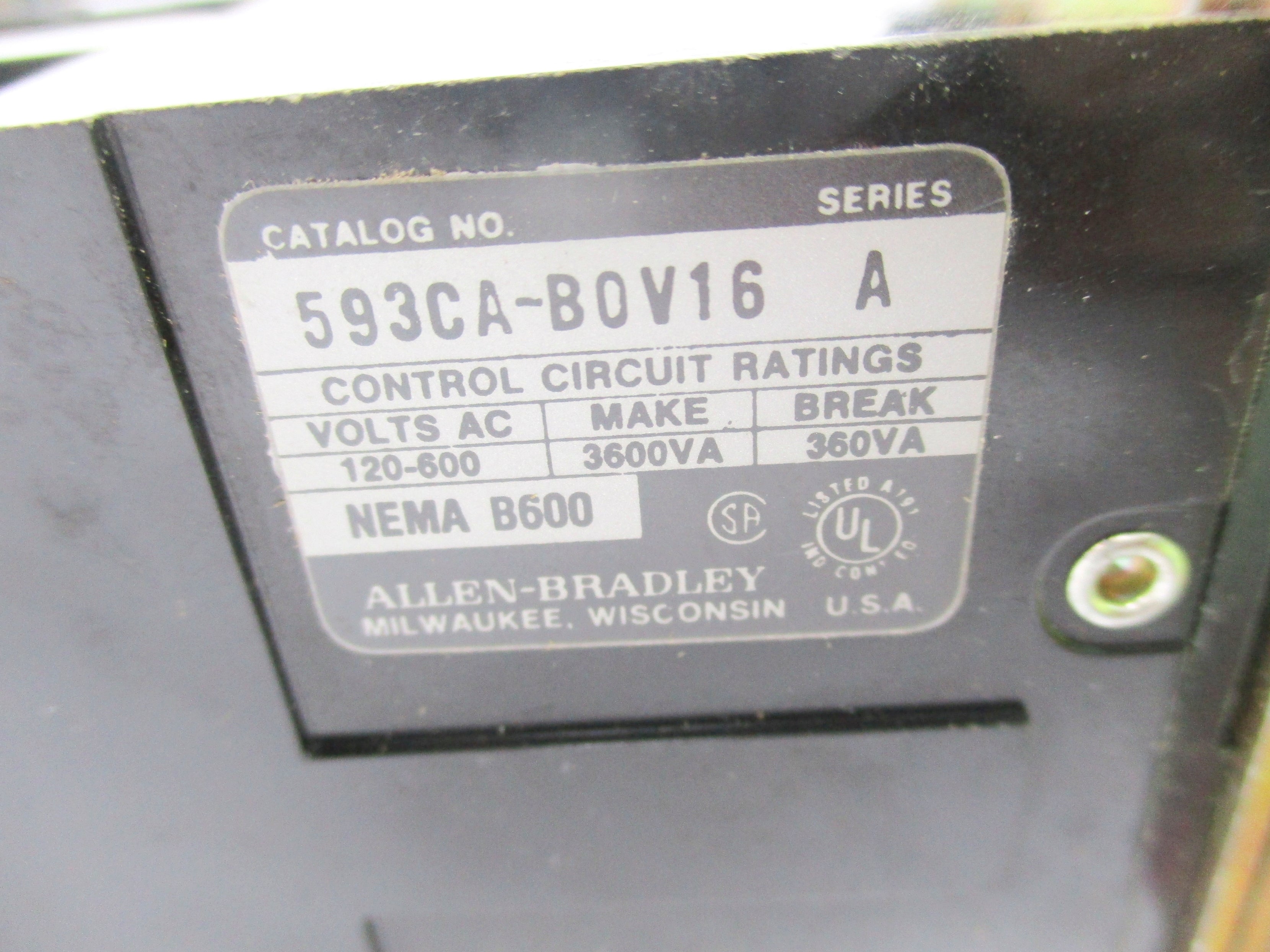 ALLEN BRADLEY 593CA-BOV16 SER. A 120-600VAC UNMP